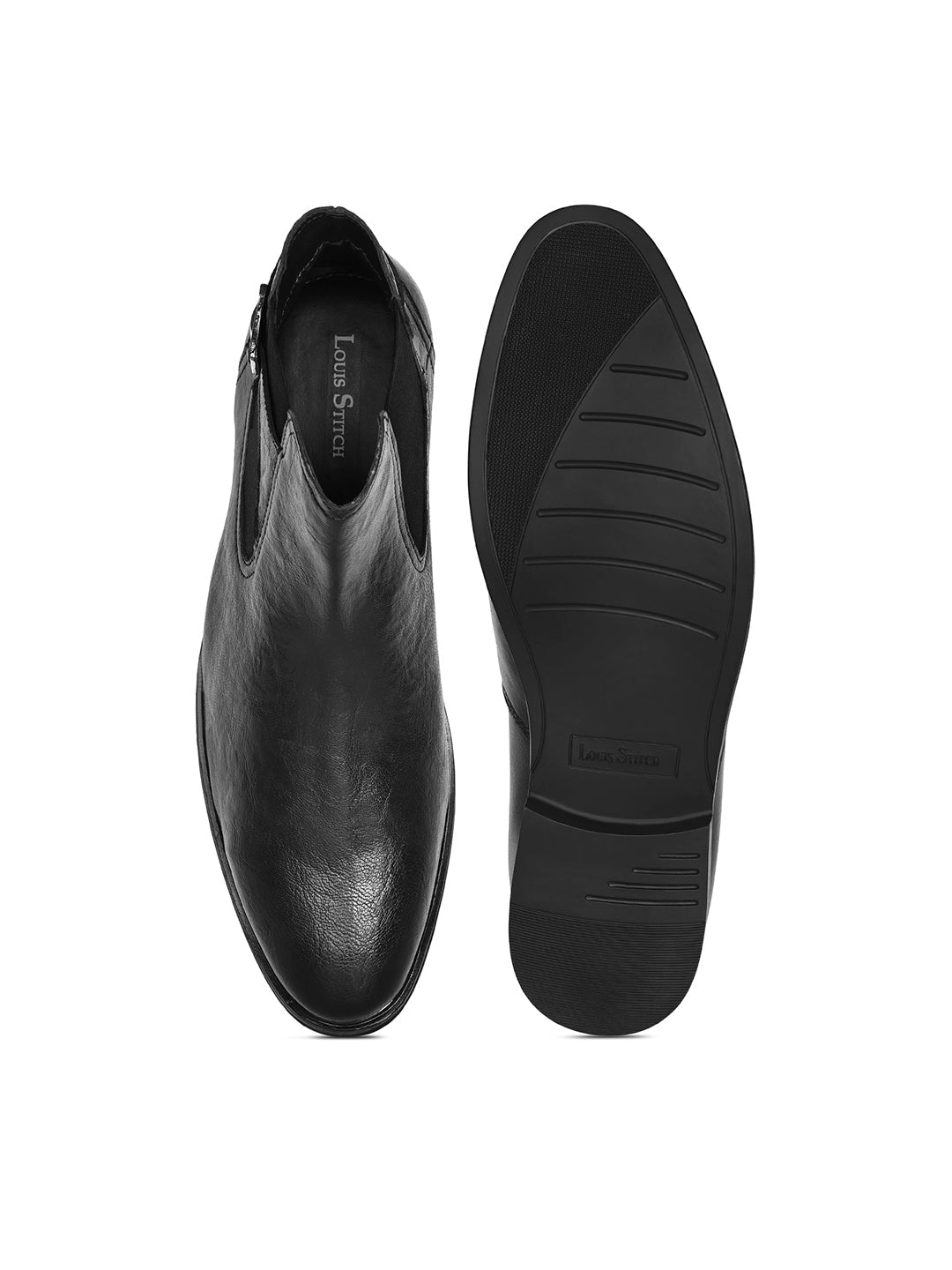 Jet Black Mid-Top Ankle Shrunken Chelsea Boots