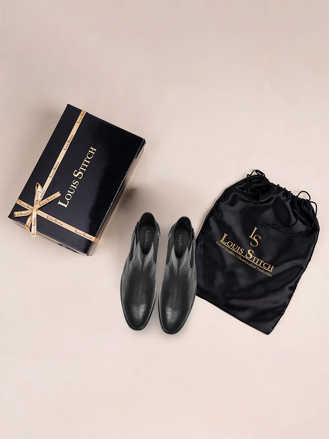 Jet Black Mid-Top Ankle Shrunken Chelsea Boots