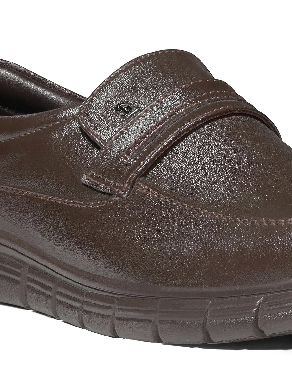 Brunette Brown Leather Comfortable Slip-On Moccasin