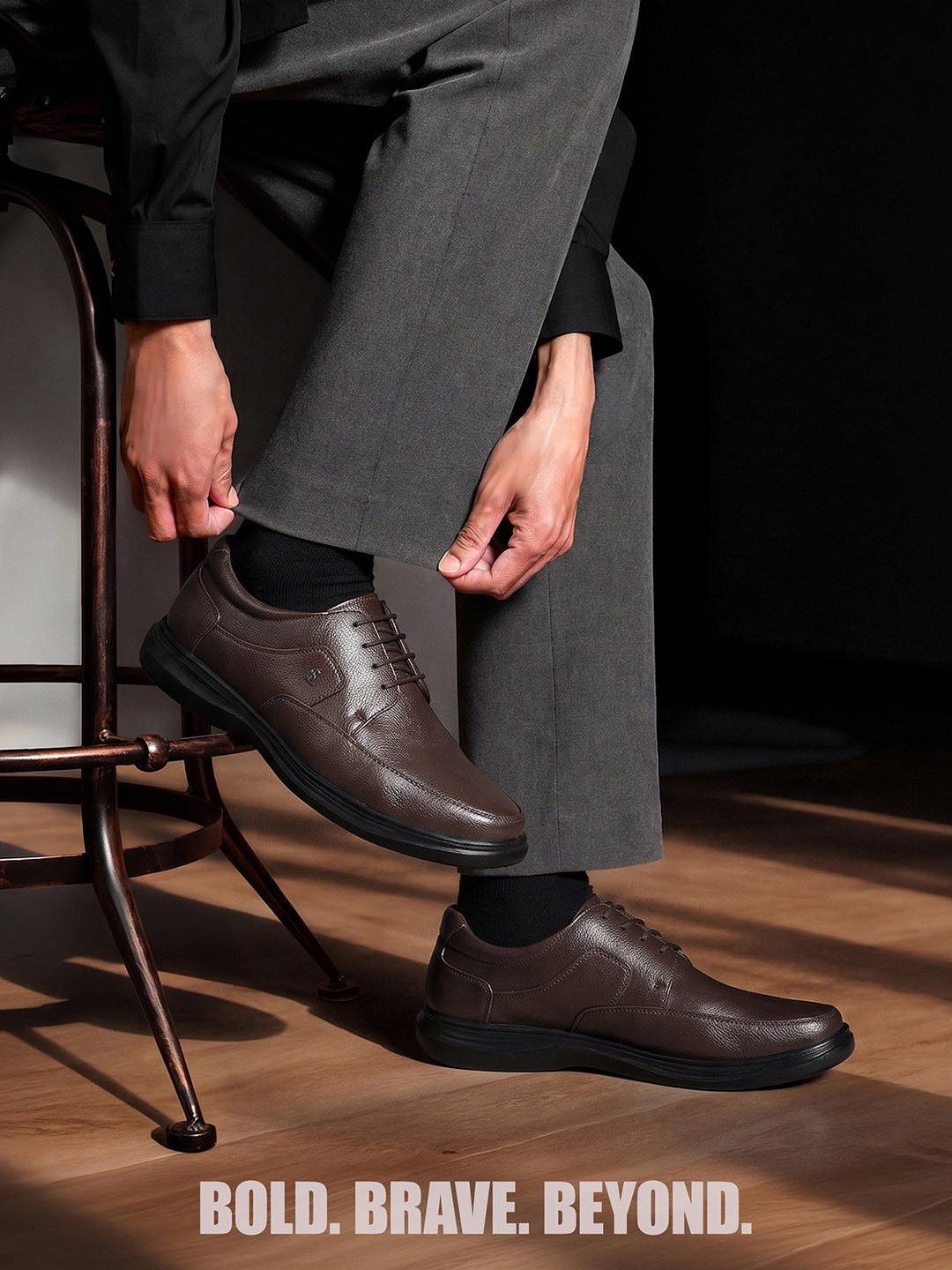Brunette Brown Genuine Leather Ultra Lightweight Derby Shoes