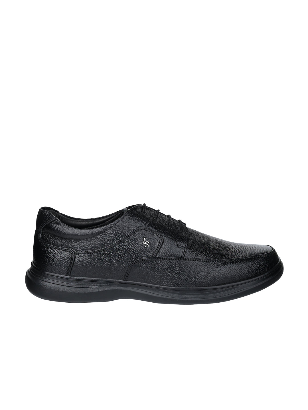 Jet Black Genuine Leather Ultra Lightweight Derby Shoes