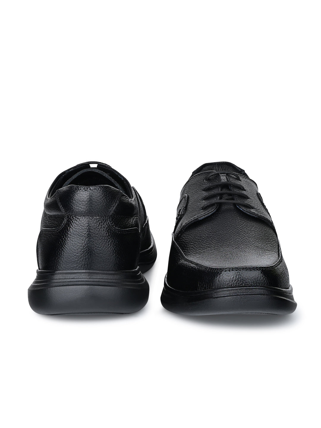 Jet Black Genuine Leather Ultra Lightweight Derby Shoes