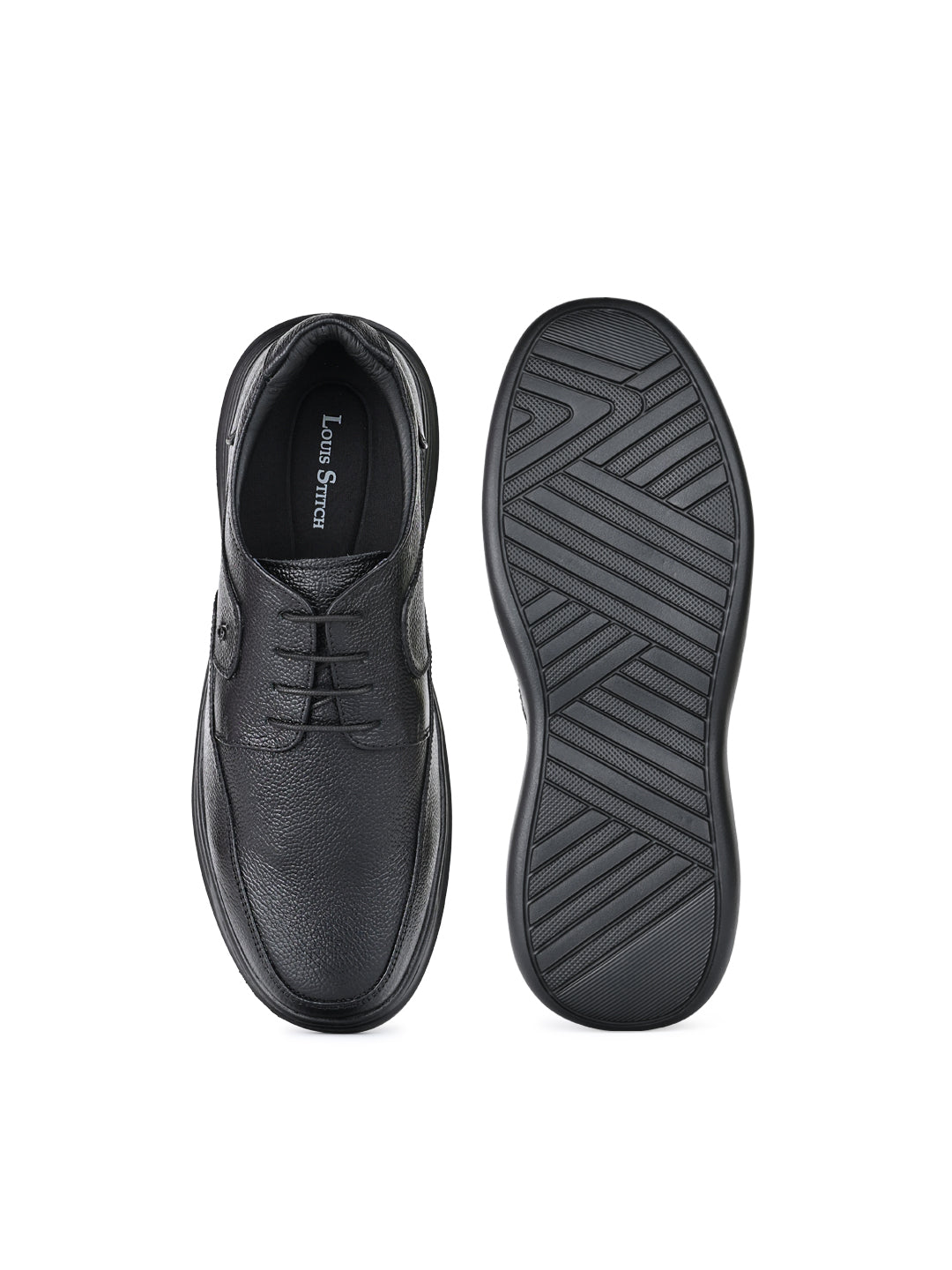 Jet Black Genuine Leather Ultra Lightweight Derby Shoes