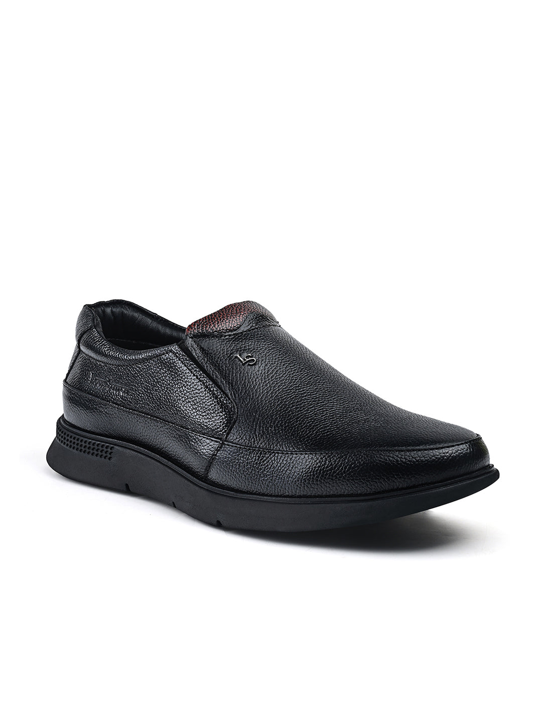 Jet Black Genuine Leather Slip-On Bernish Tone Moccasin Shoes