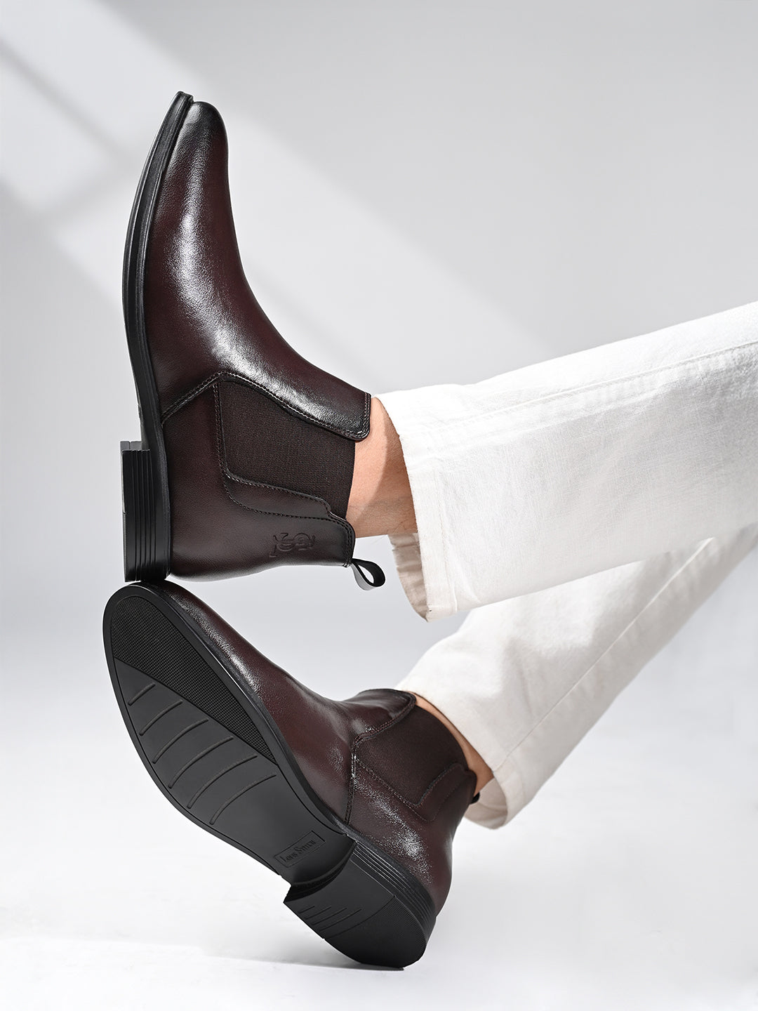 Brunette Brown Mid-Top Ankle Slip-On Chelsea Boots