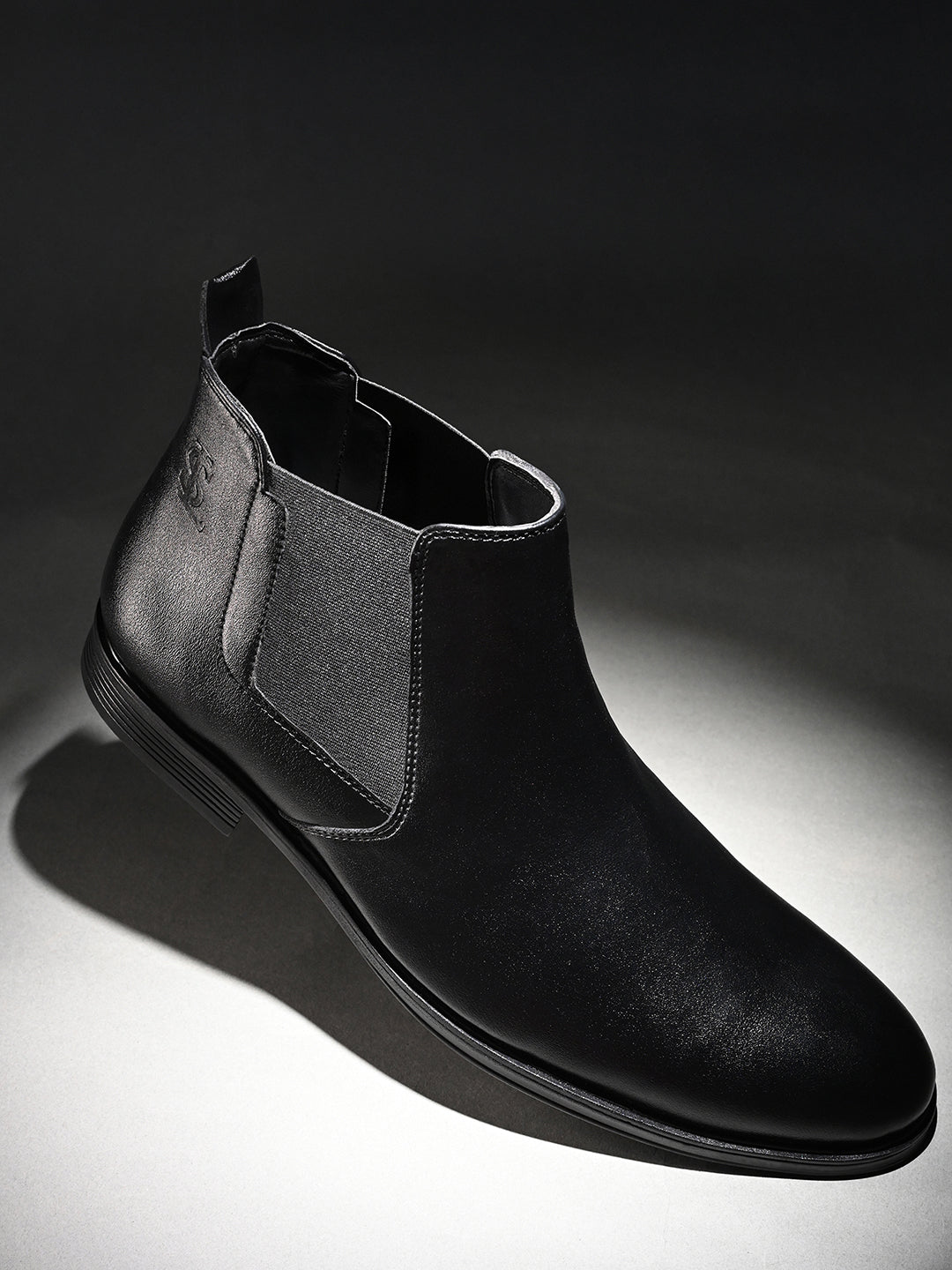 Jet Black Mid-Top Ankle Slip-On Chelsea Boots