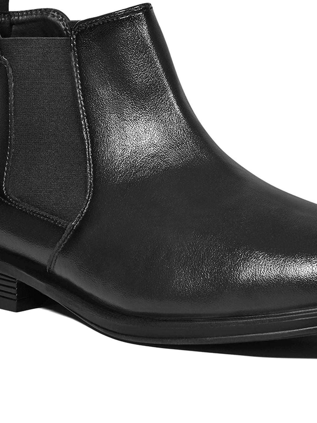 Jet Black Mid-Top Ankle Slip-On Chelsea Boots