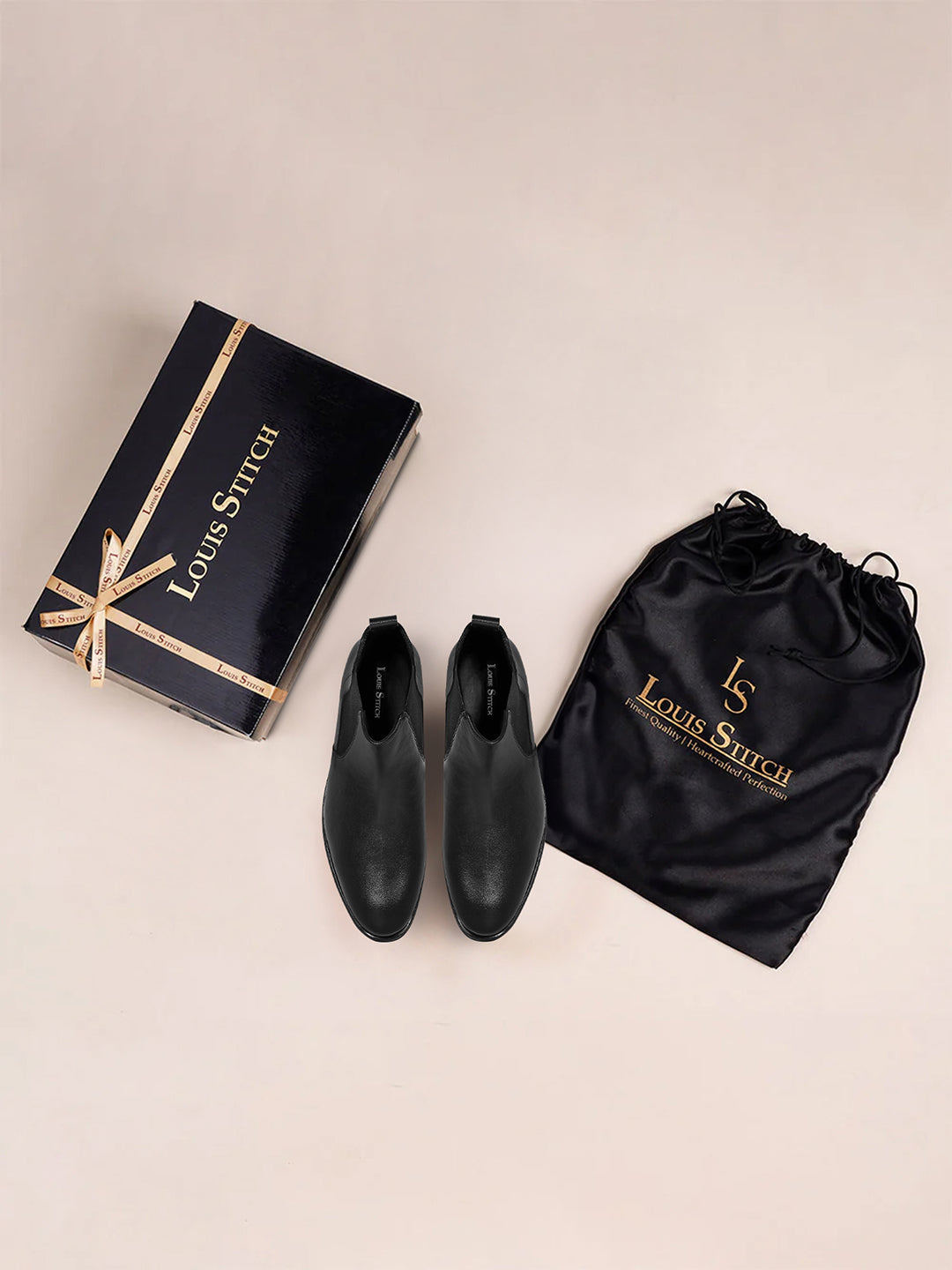 Jet Black Mid-Top Ankle Slip-On Chelsea Boots