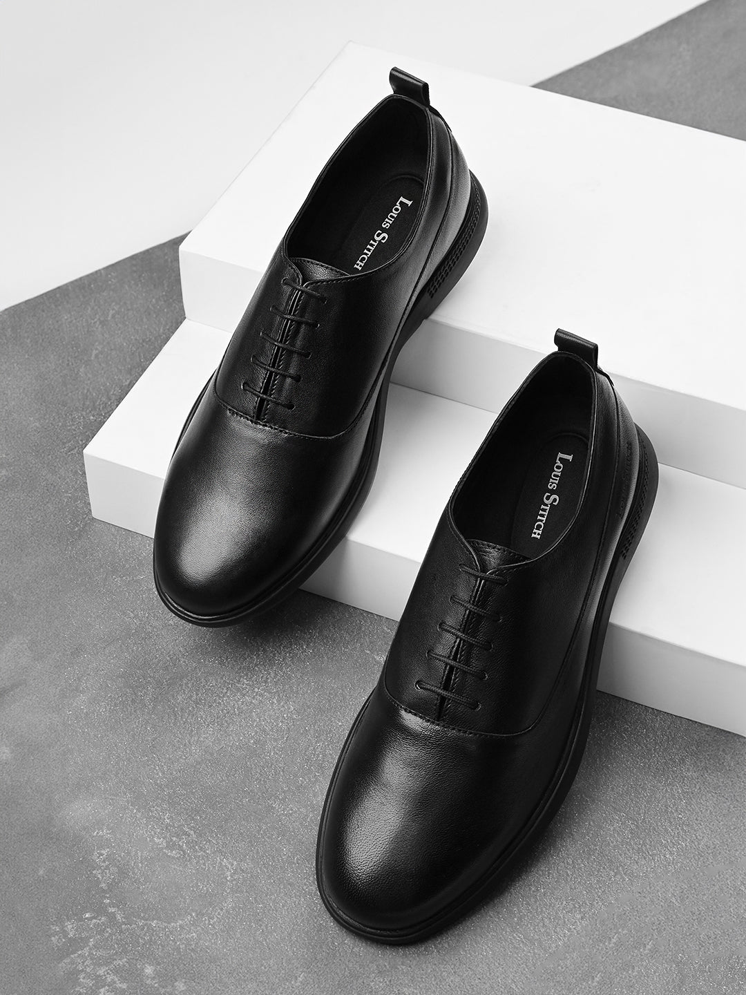 Jet Black Leather Ultra Lightweight Derby Shoes