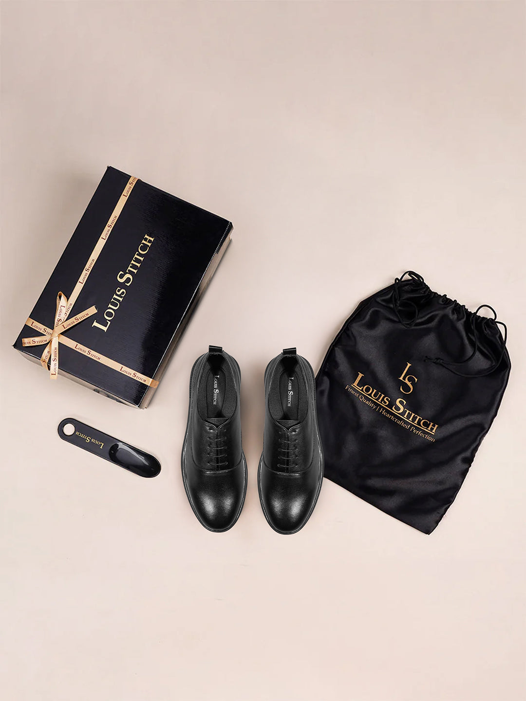 Jet Black Leather Ultra Lightweight Derby Shoes