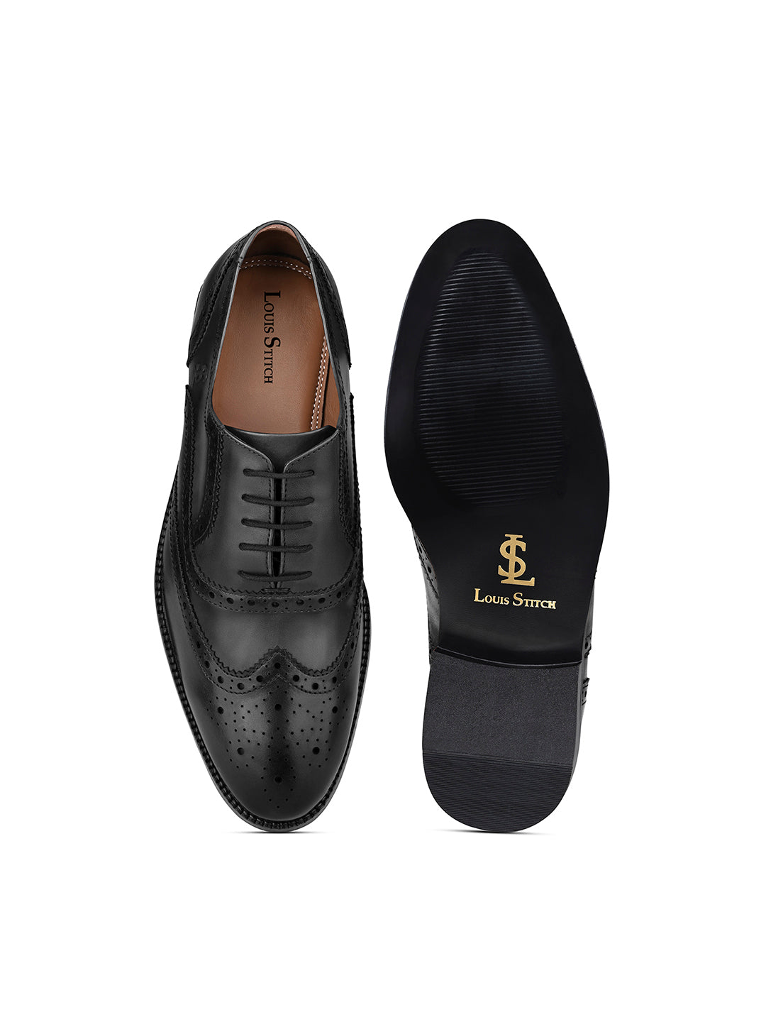 Jet Black Italian Crust Leather Formal Brogue
