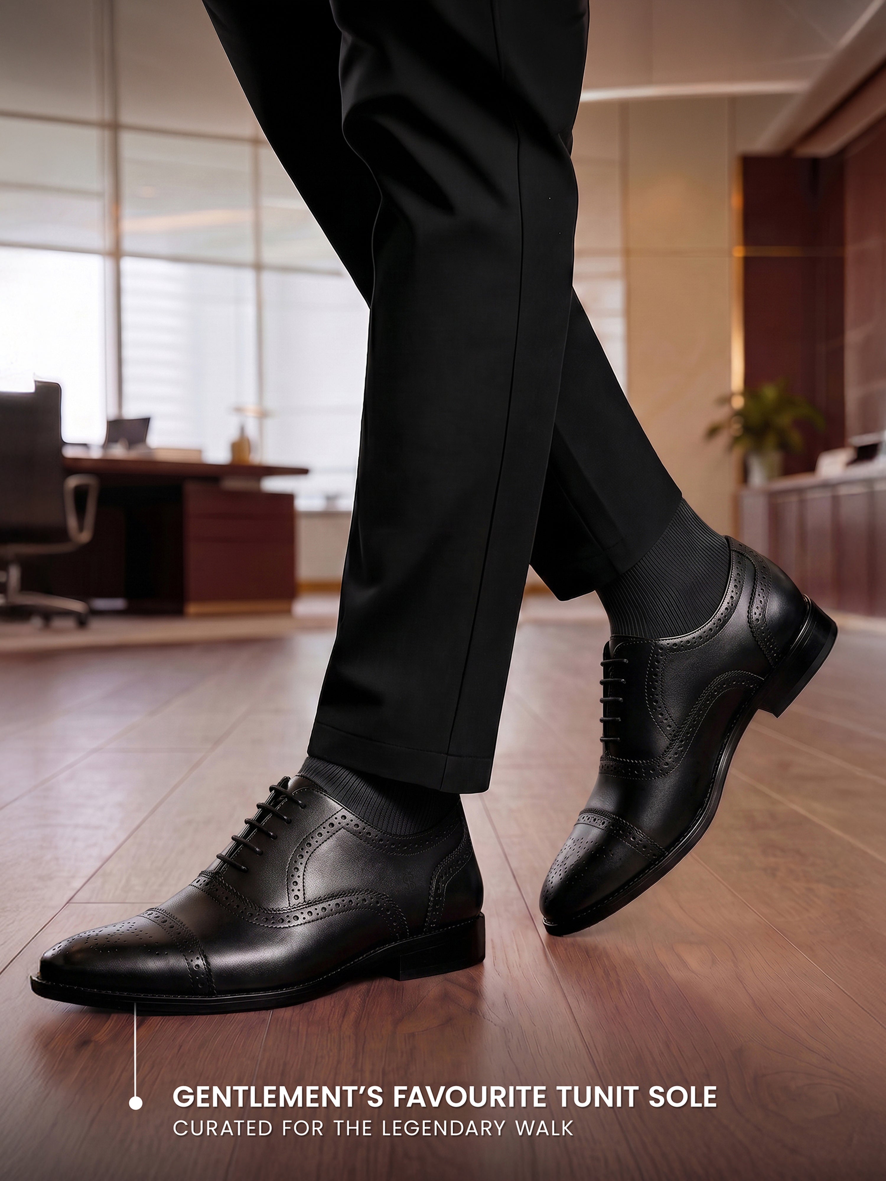 Jet Black Italian Crust Leather Formal Oxford