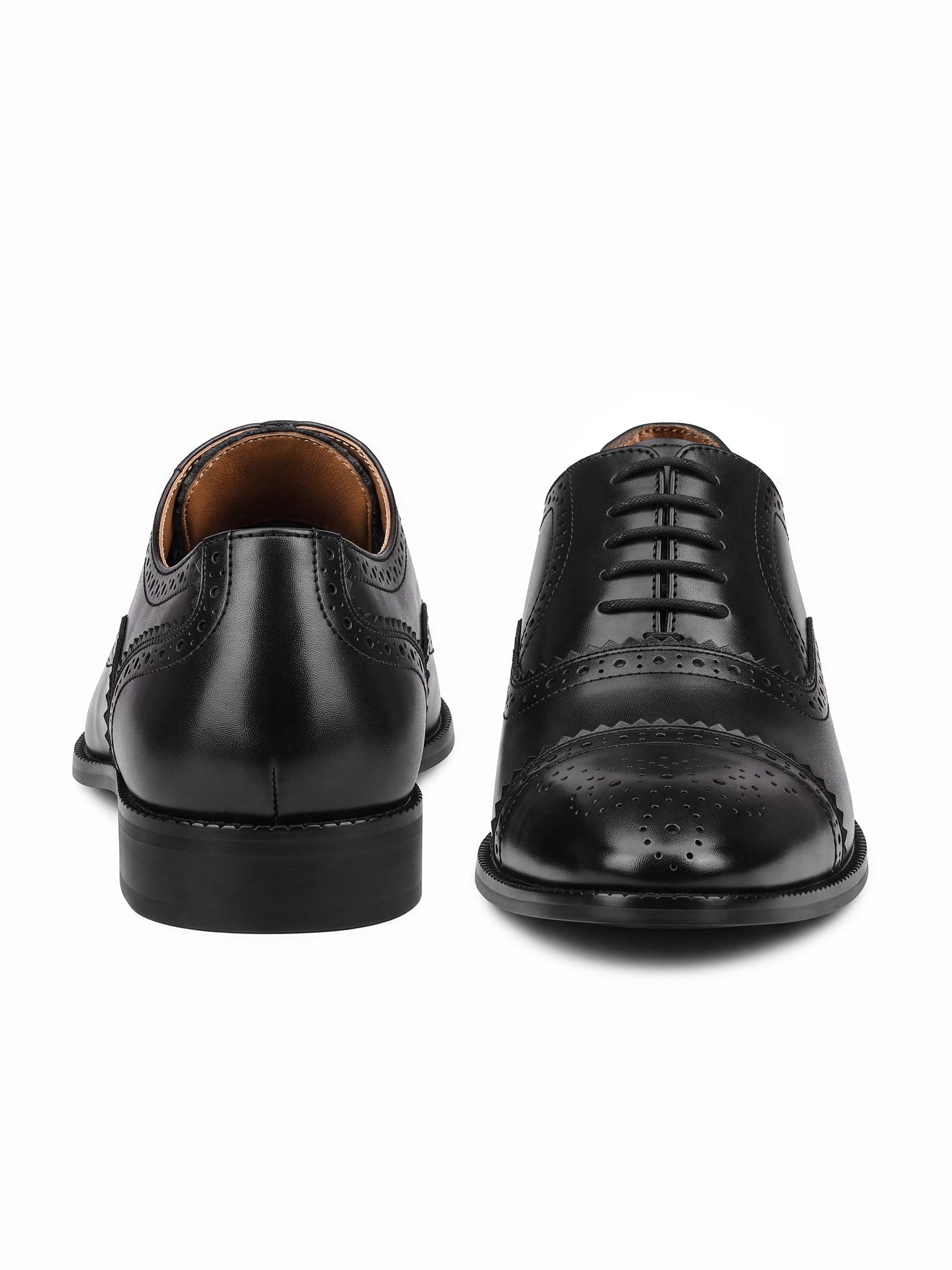 Jet Black Italian Crust Leather Formal Oxford