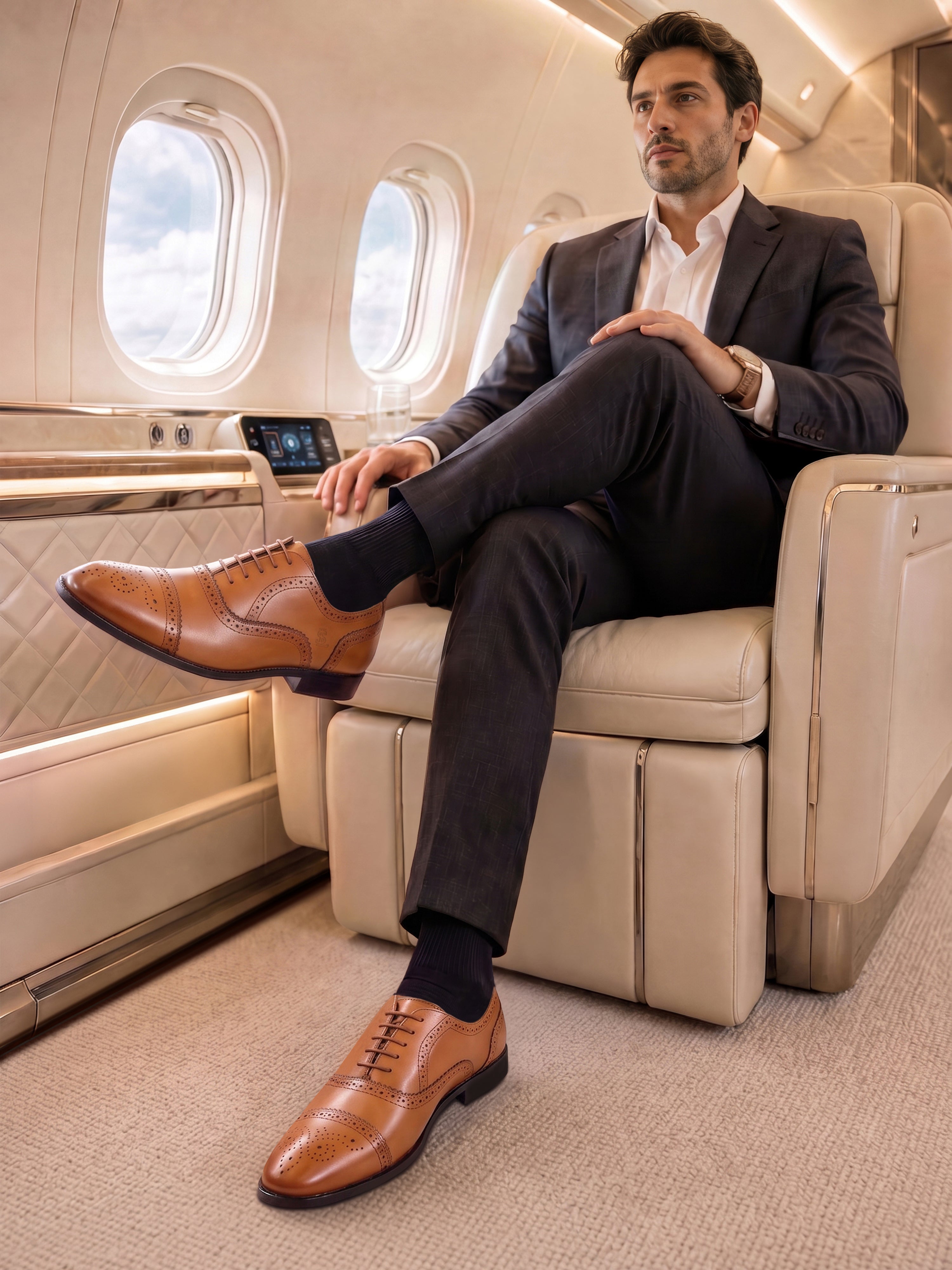 Russet Tan Italian Crust Leather Formal Oxford
