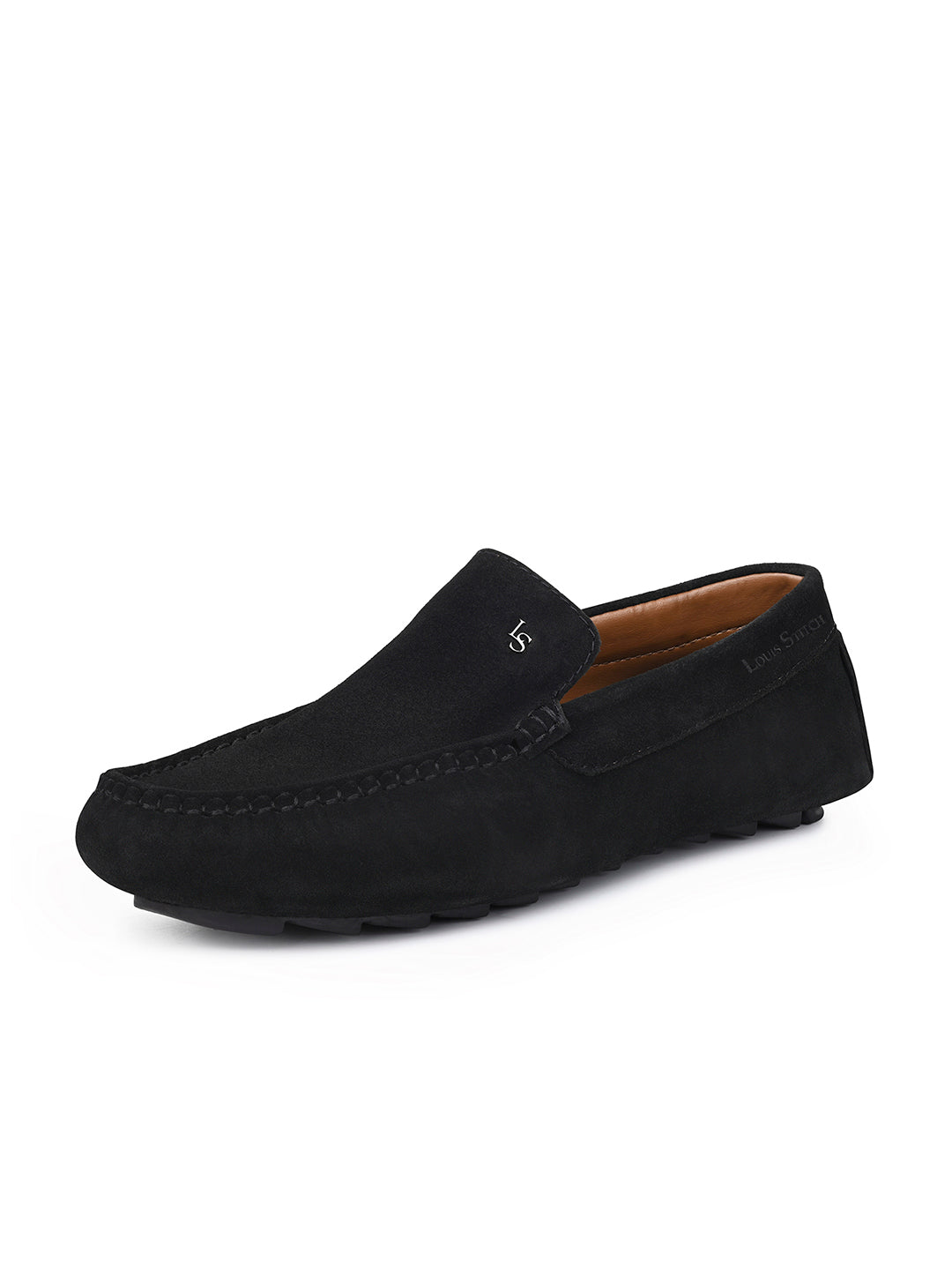 Jet Black Suede Leather Slip-On Penny Loafers