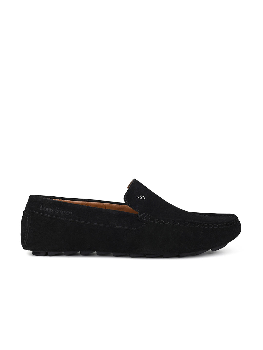 Jet Black Suede Leather Slip-On Penny Loafers