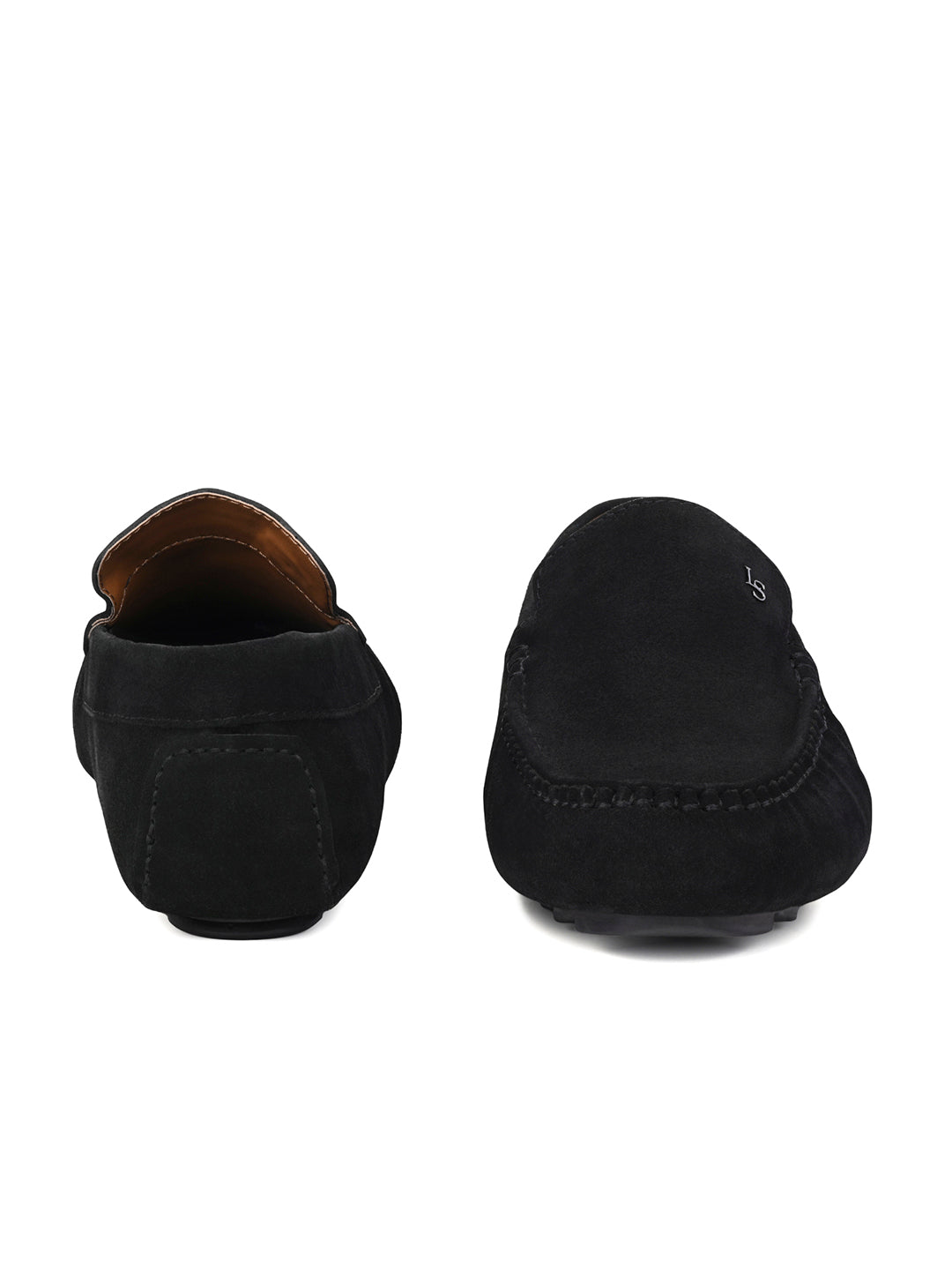 Jet Black Suede Leather Slip-On Penny Loafers