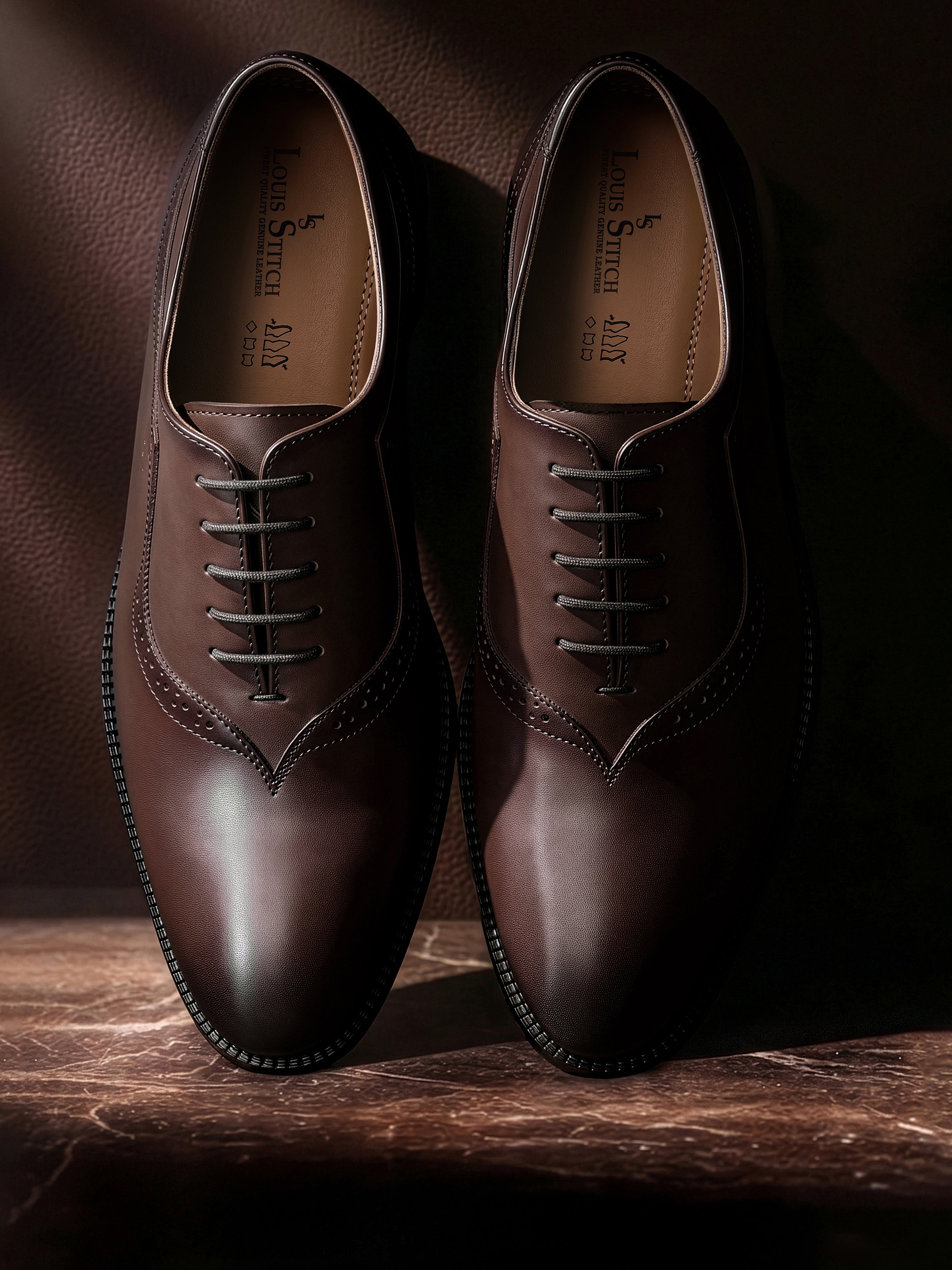 Brunette Brown Italian Crust Leather Formal Derby