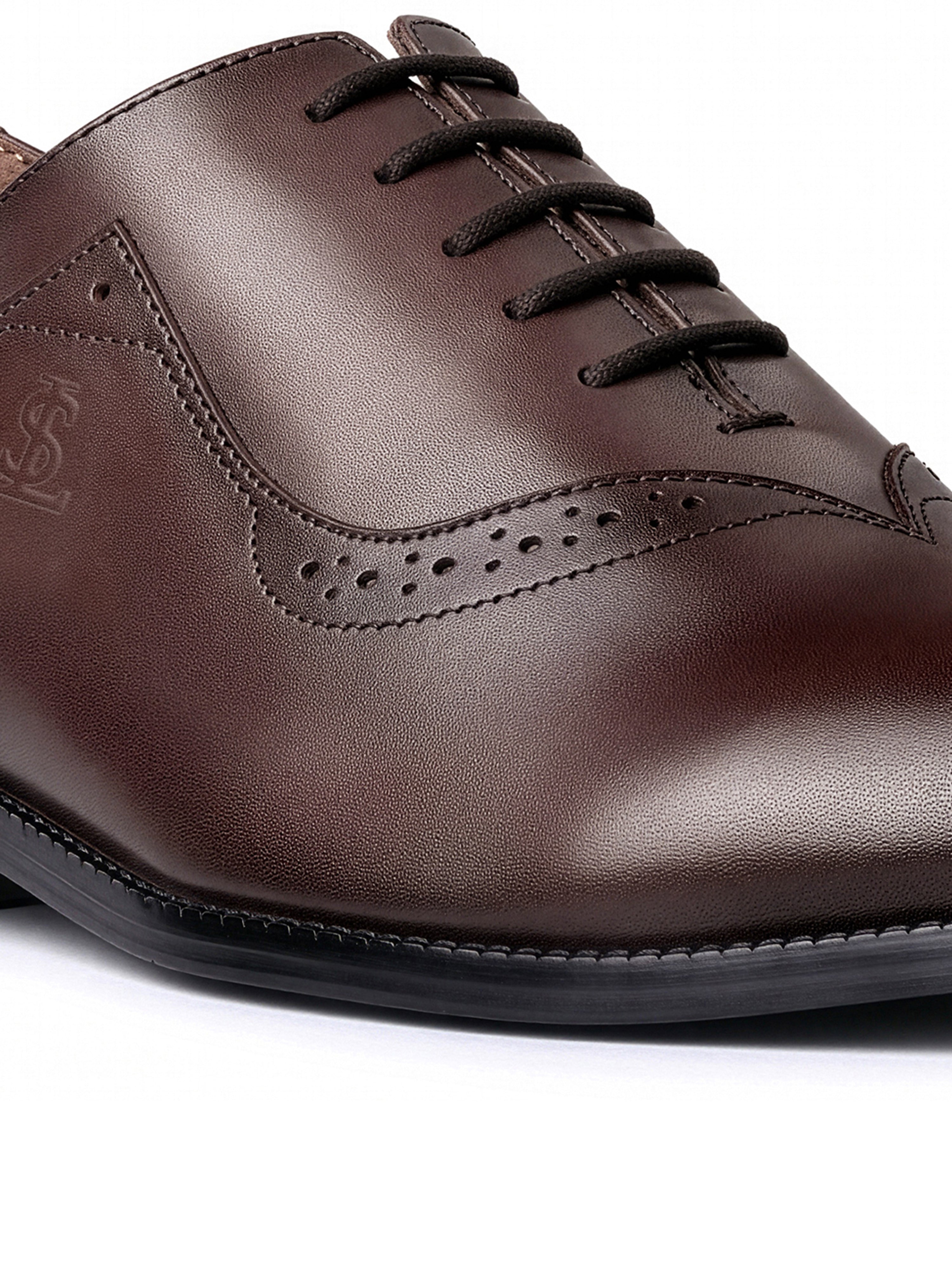Brunette Brown Italian Crust Leather Formal Derby