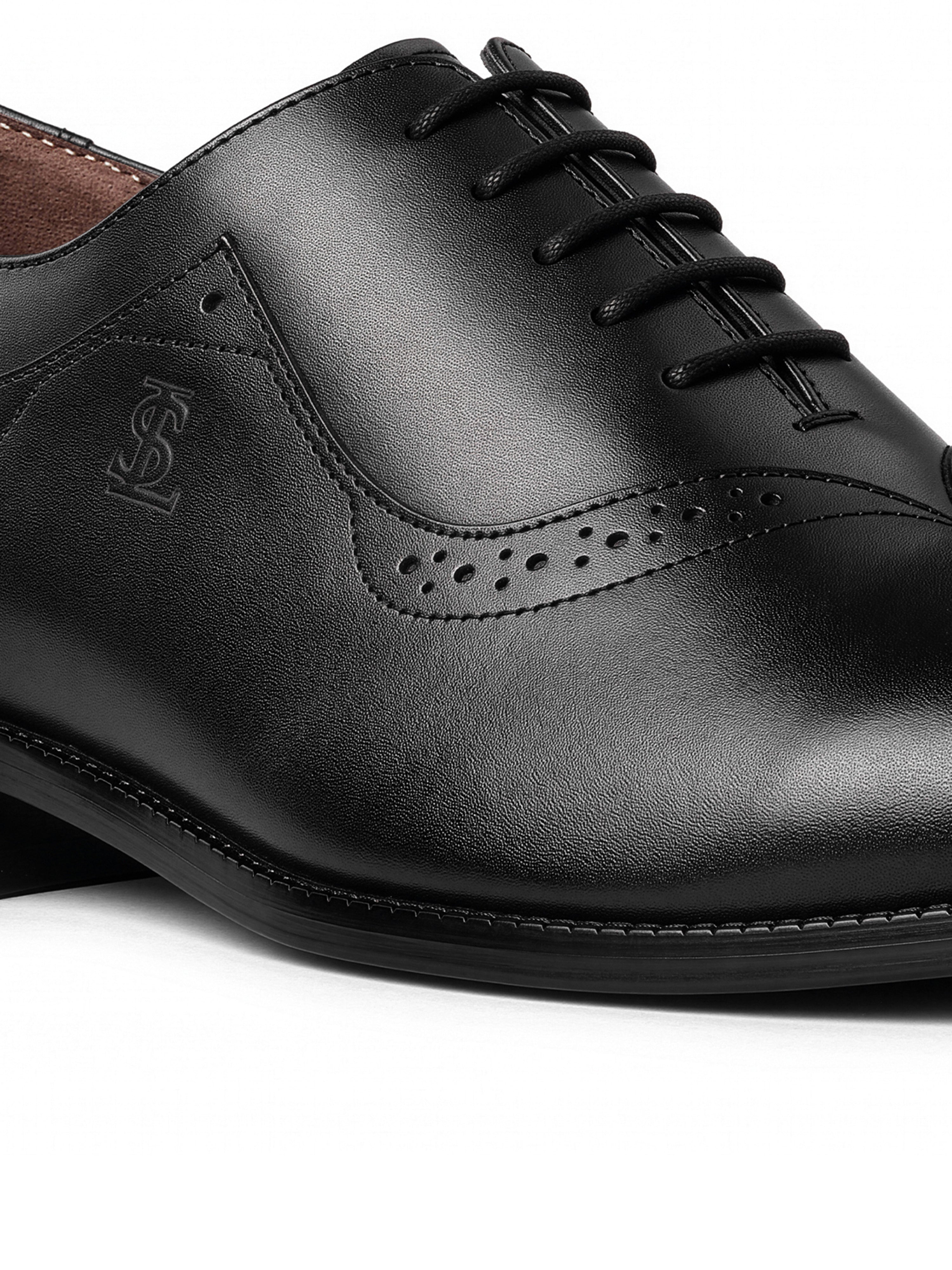 Jet Black Italian Crust Leather Formal Derby
