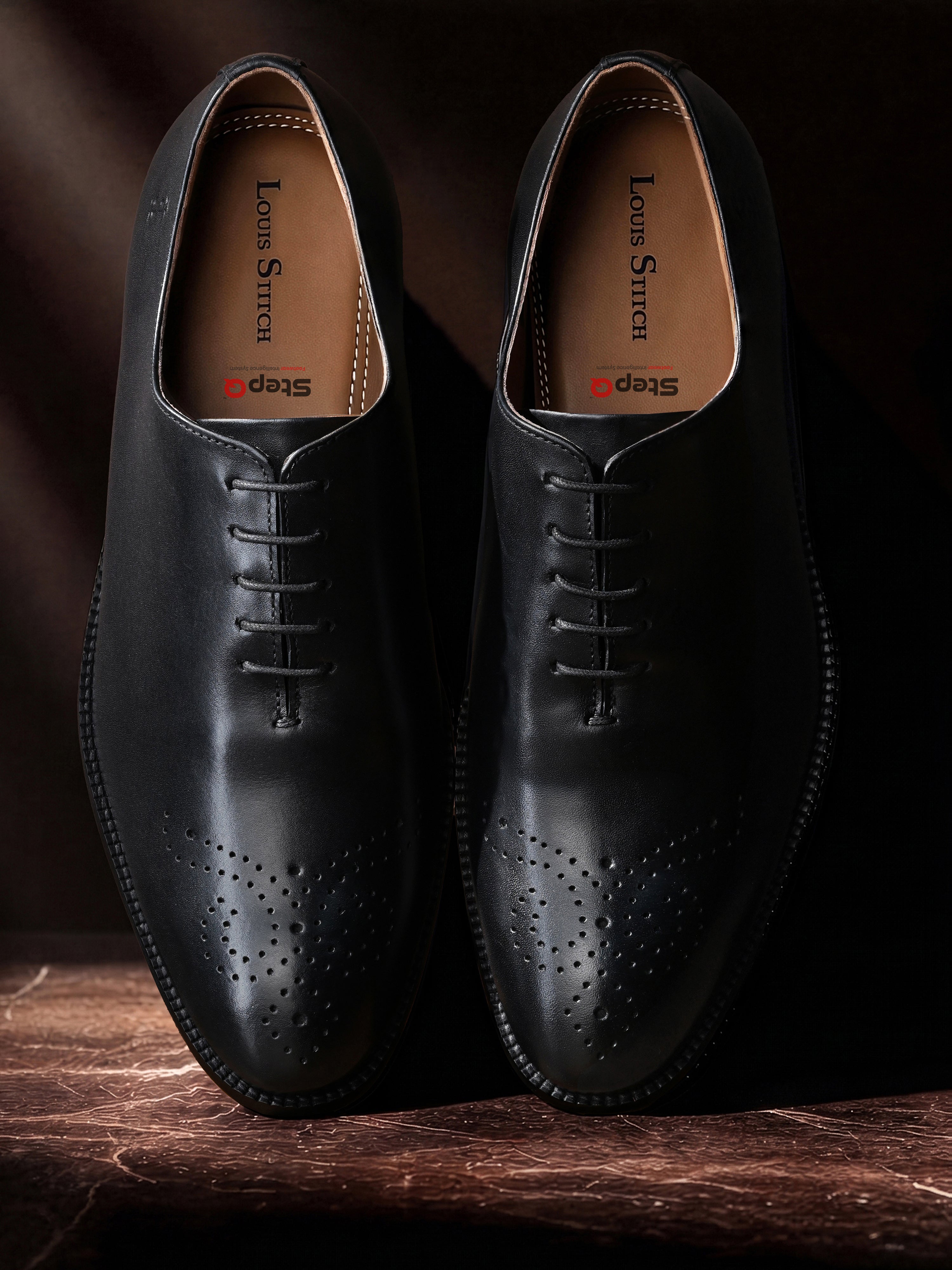 Jet Black Italian Crust Leather Formal Derby