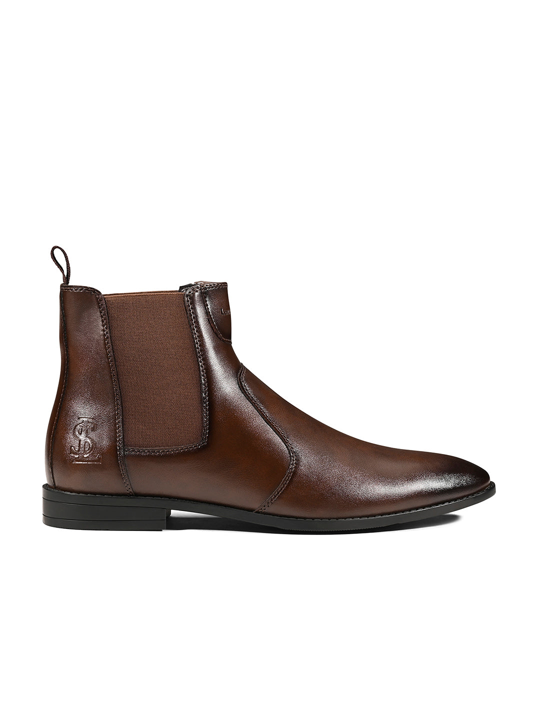 Brunette Brown Mid-Top Ankle Slip-On Chelsea Boots
