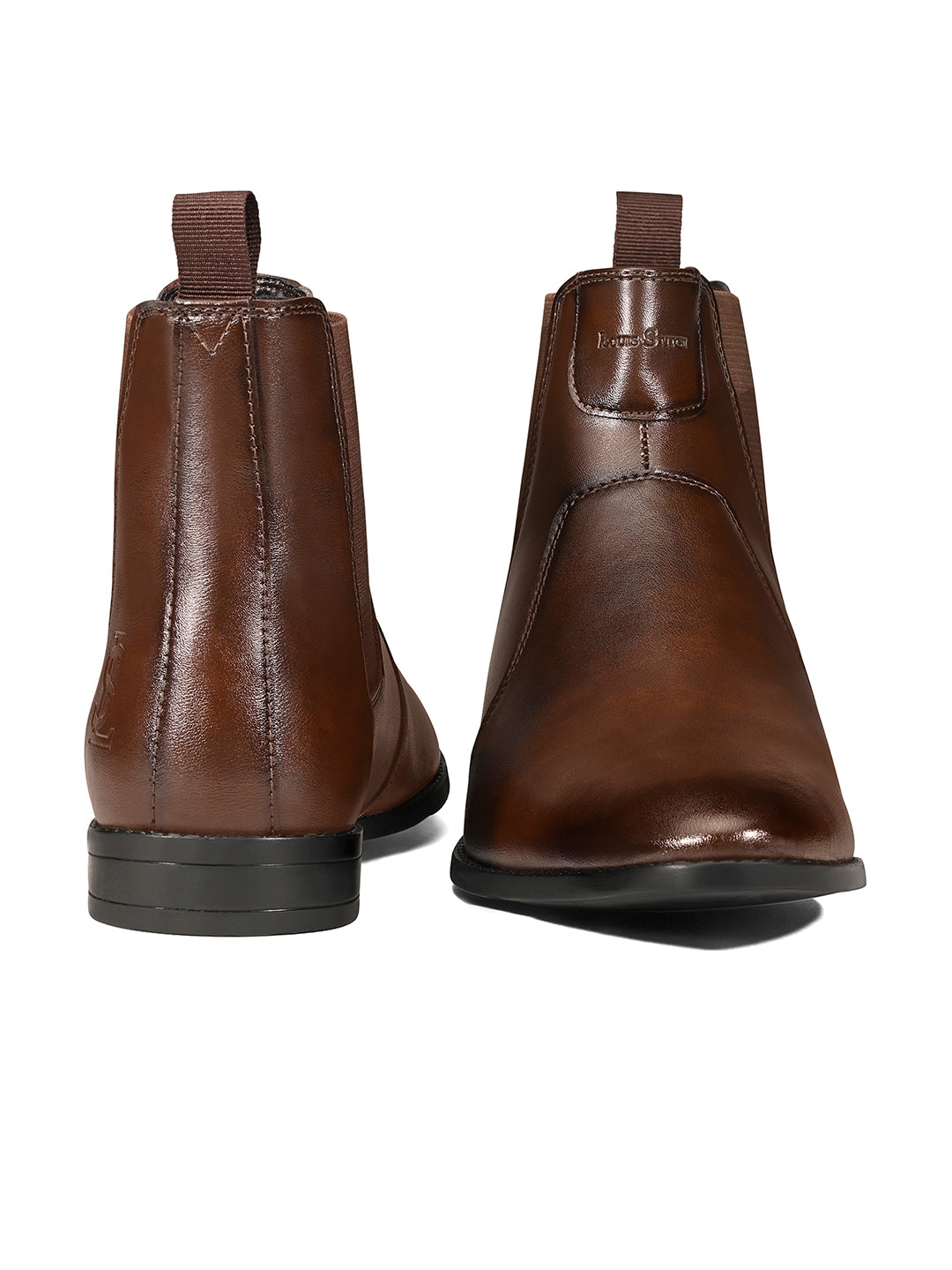 Brunette Brown Mid-Top Ankle Slip-On Chelsea Boots