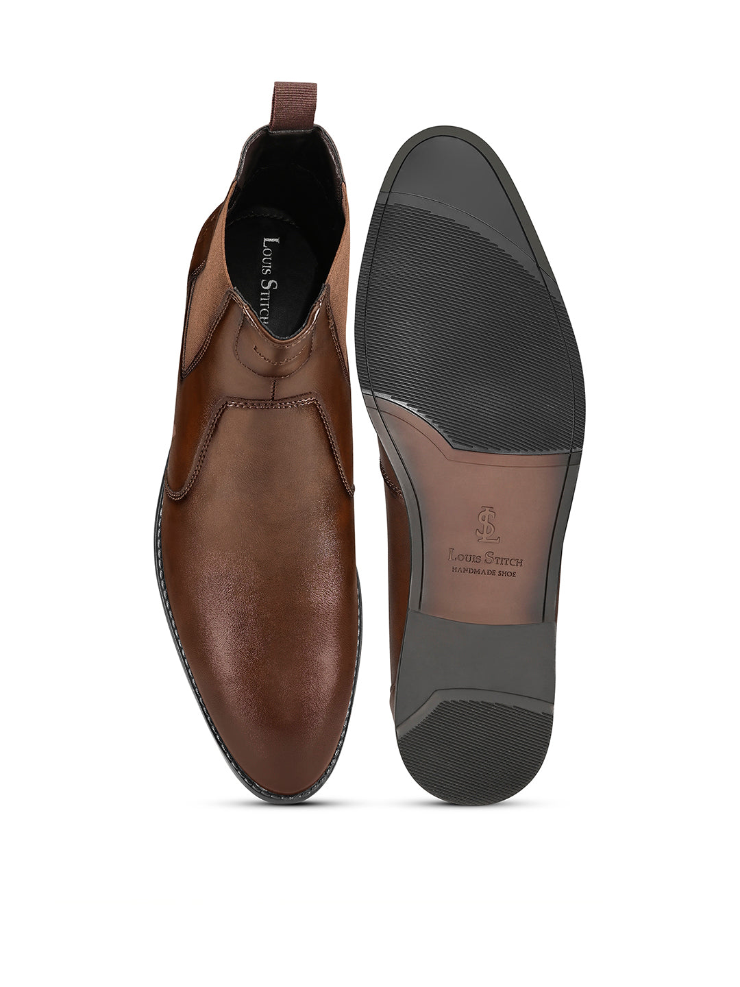 Brunette Brown Mid-Top Ankle Slip-On Chelsea Boots