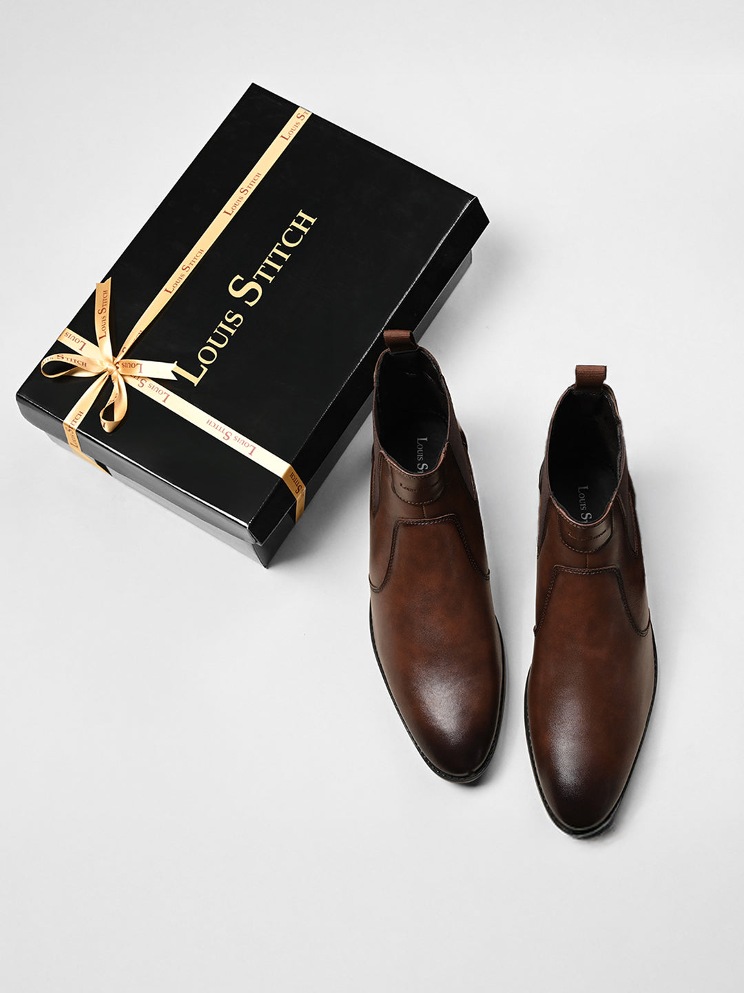 Brunette Brown Mid-Top Ankle Slip-On Chelsea Boots