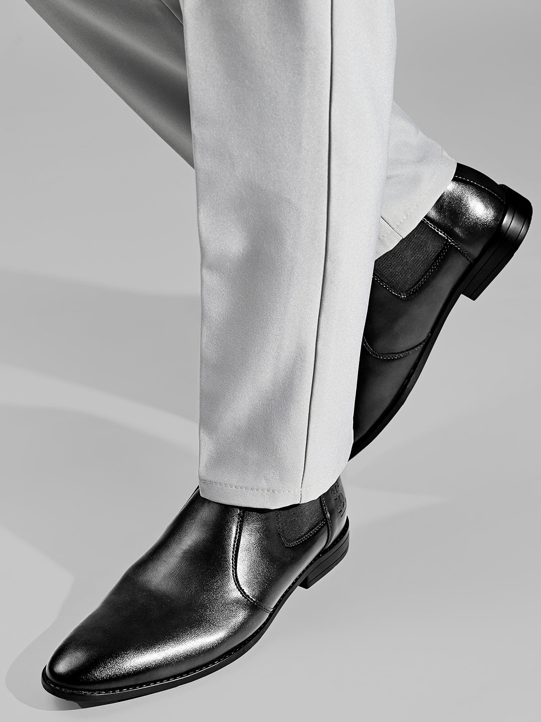 Jet Black Mid-Top Ankle Slip-On Chelsea Boots