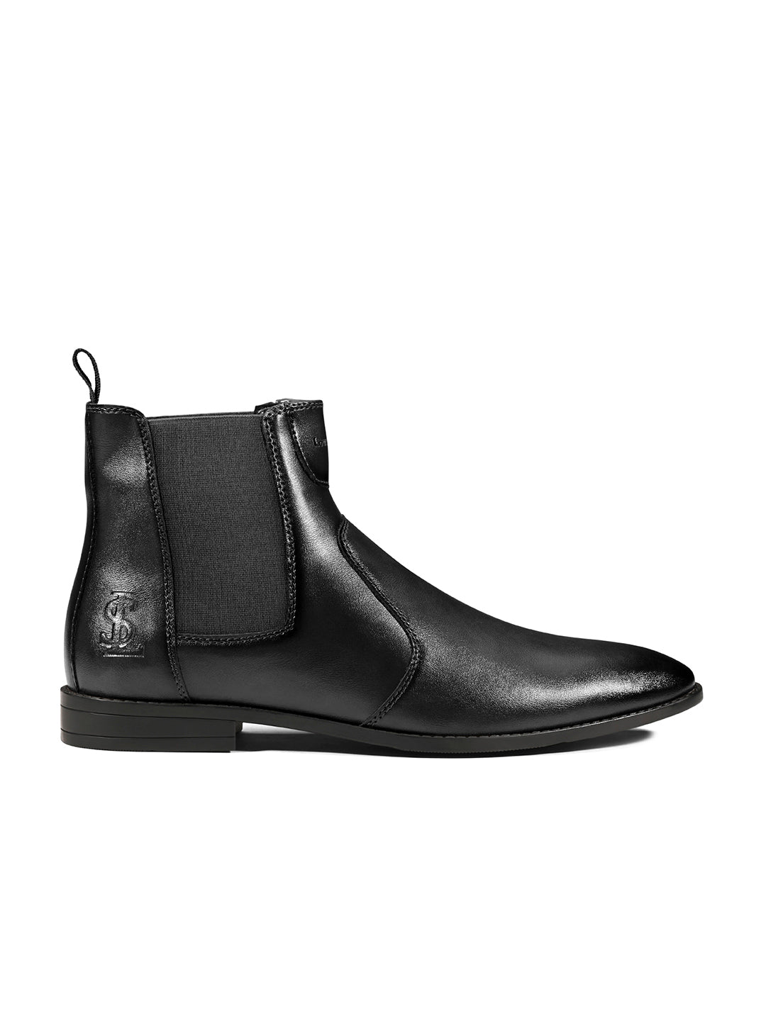 Jet Black Mid-Top Ankle Slip-On Chelsea Boots