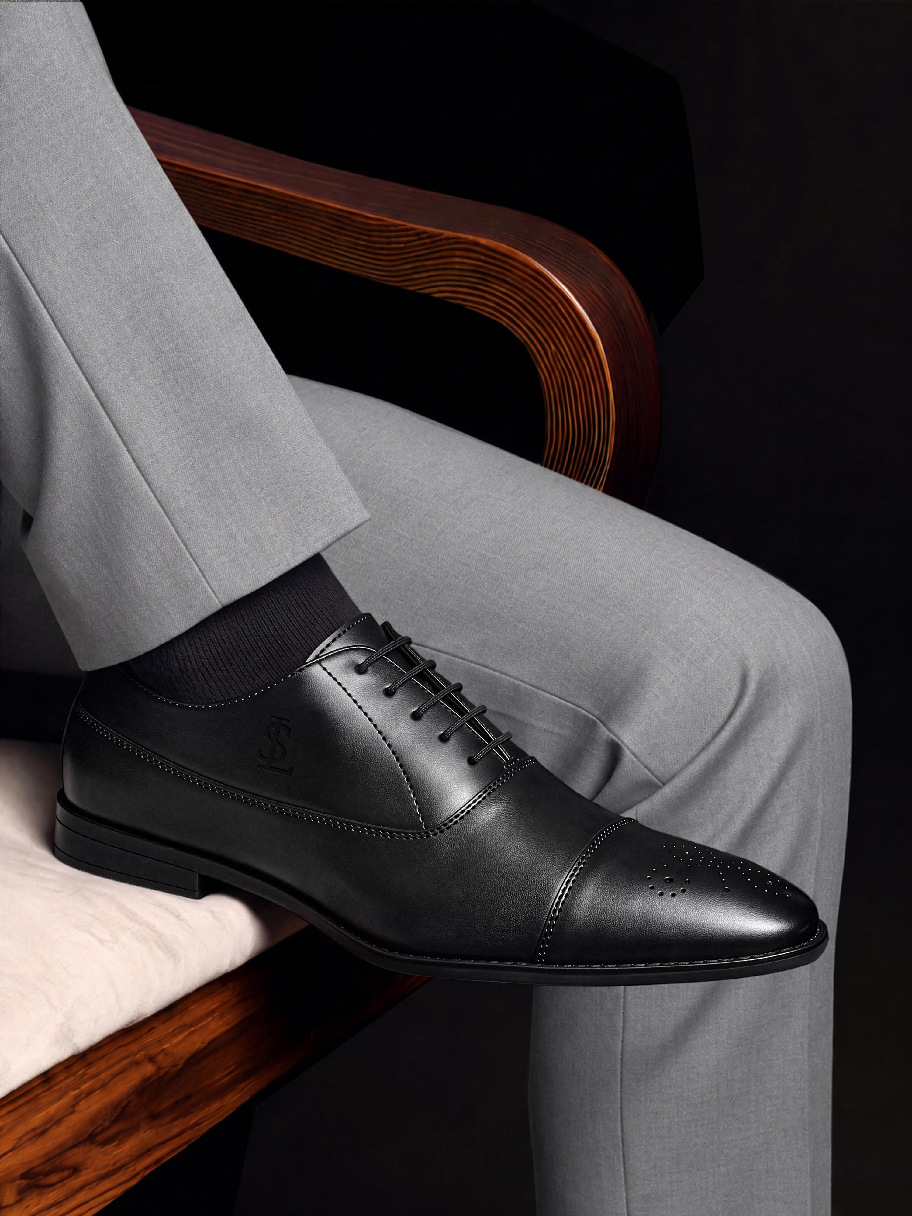 Jet Black Formal Lace-Up Derby Shoes