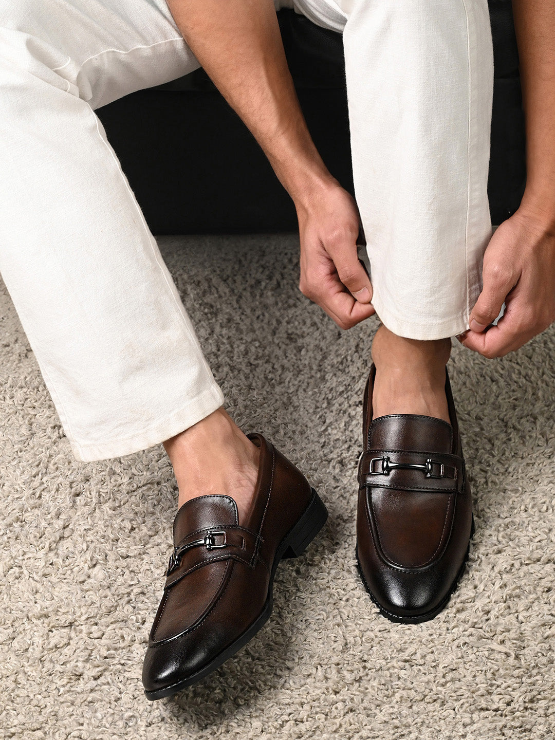 Brunette Brown Formal Slip-On Moccasin Shoes