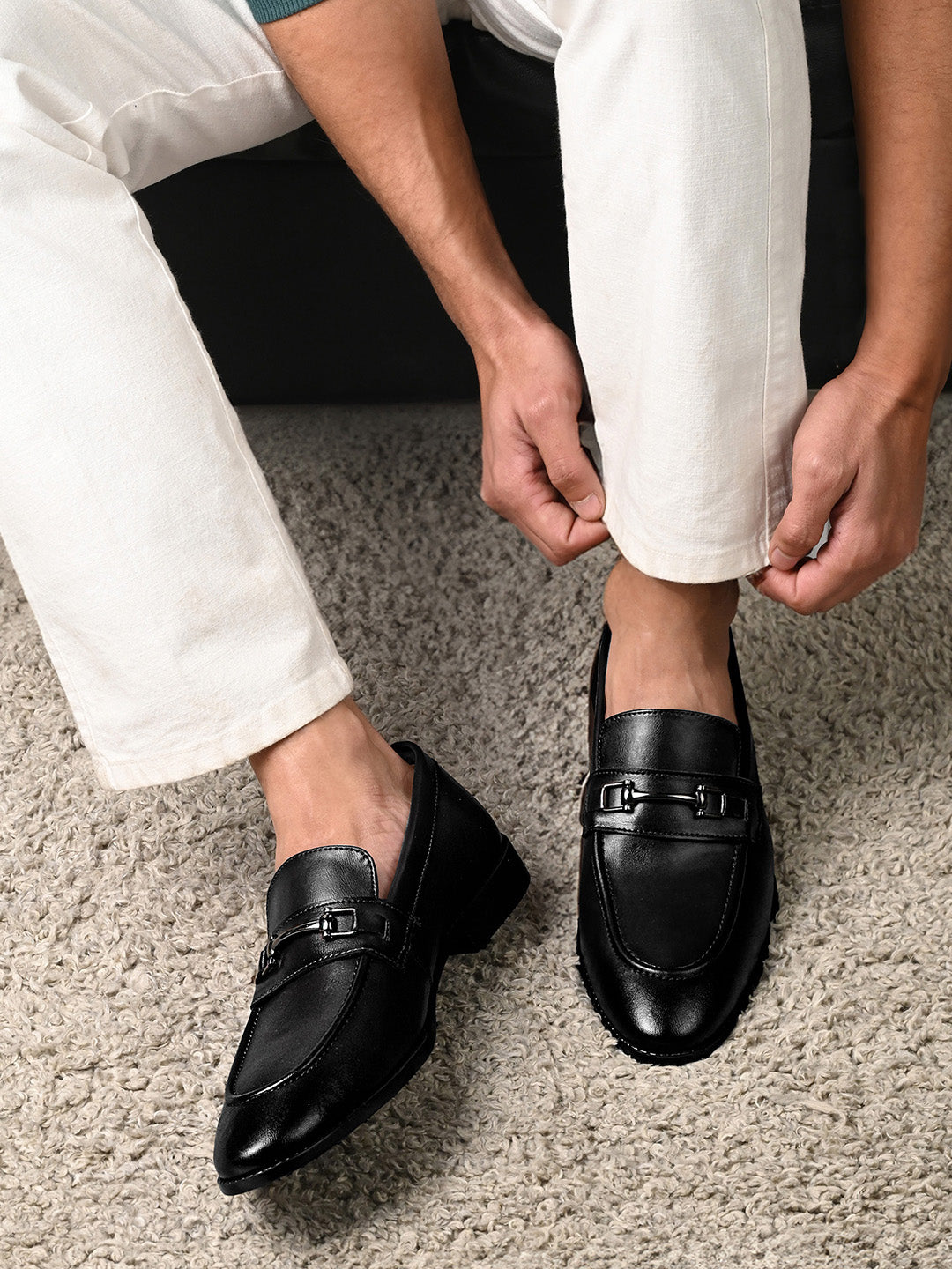 Jet Black Formal Slip-On Moccasin Shoes