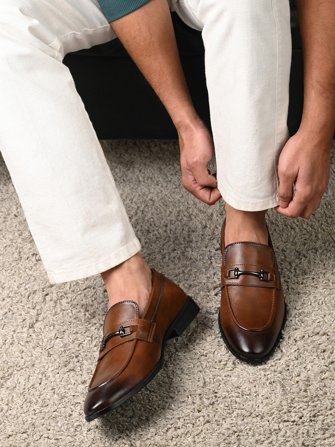 Russet Tan Formal Slip-On Moccasin Shoes