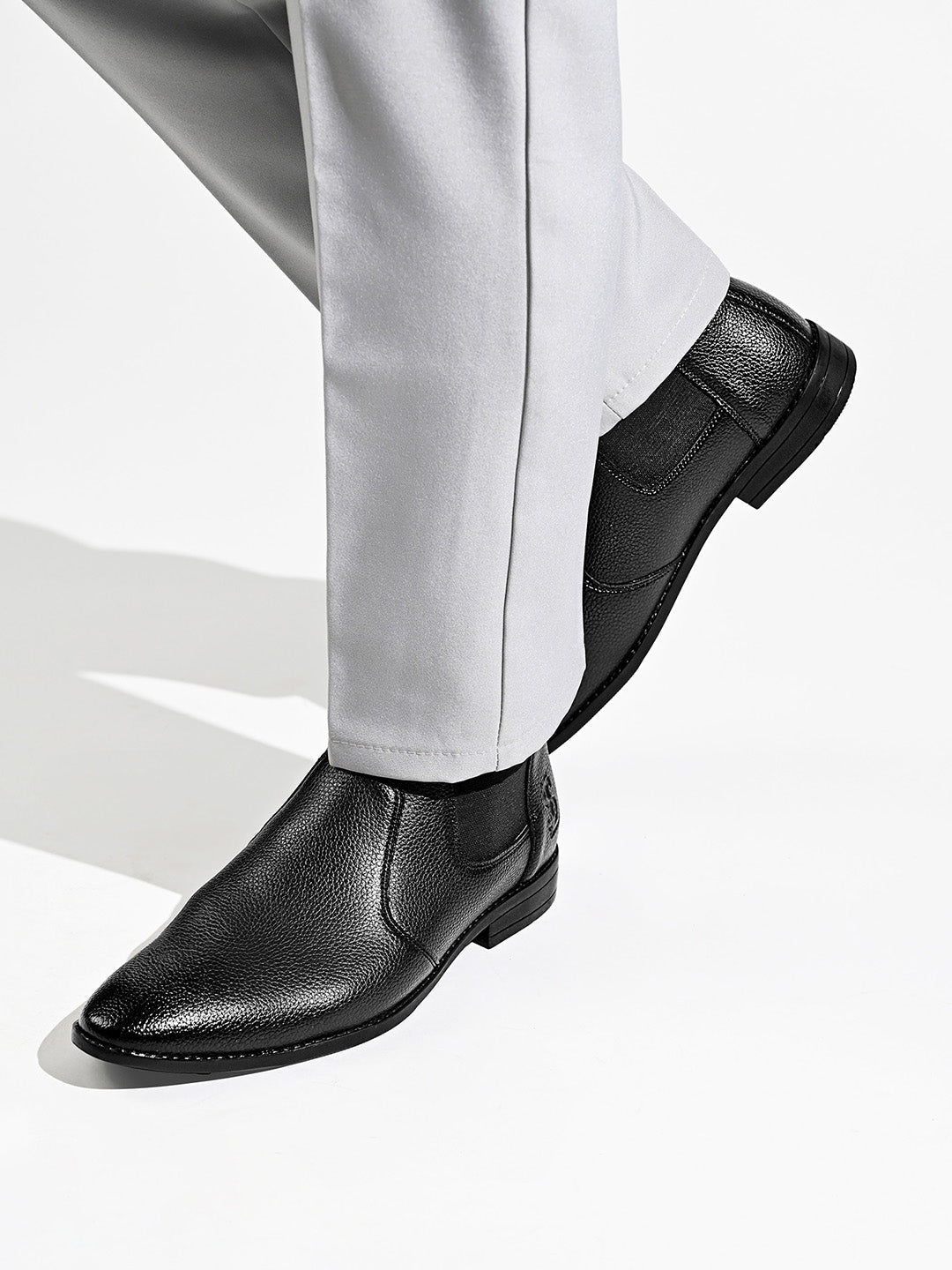 Jet Black Mid-Top Ankle Slip-On Chelsea Boots