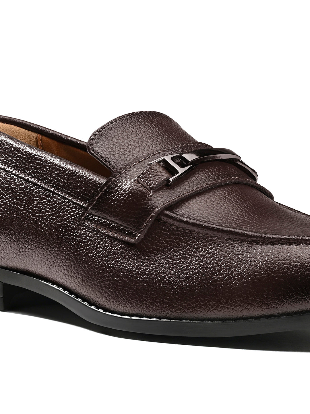 Brunette Brown Formal Slip-On Moccasin with Buckle