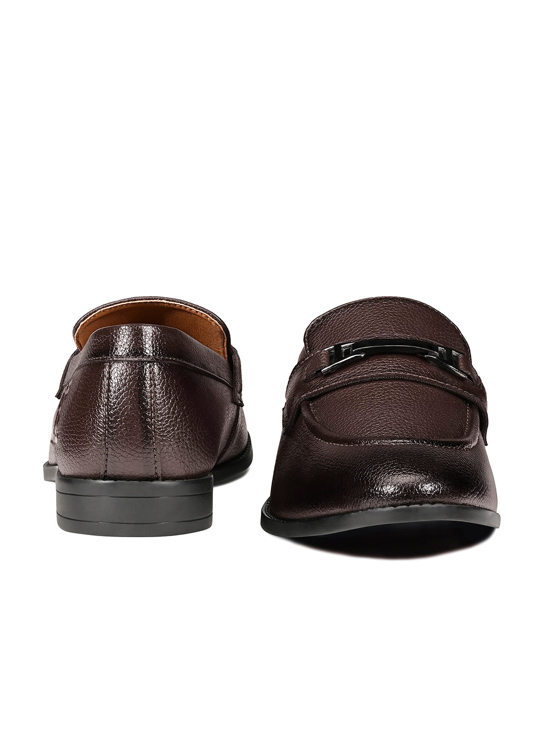 Brunette Brown Formal Slip-On Moccasin with Buckle