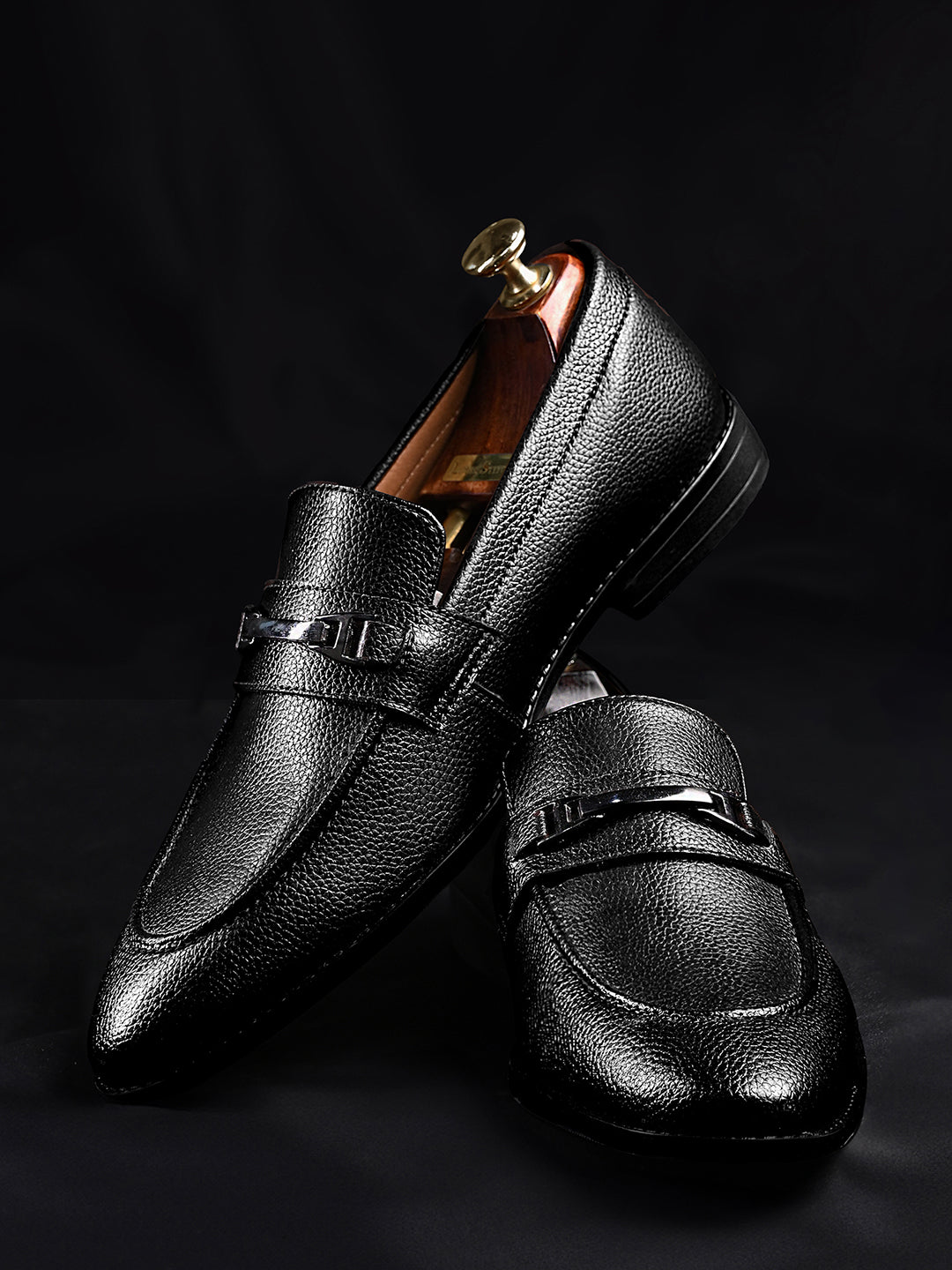 Jet Black Formal Slip-On Moccasin with Buckle