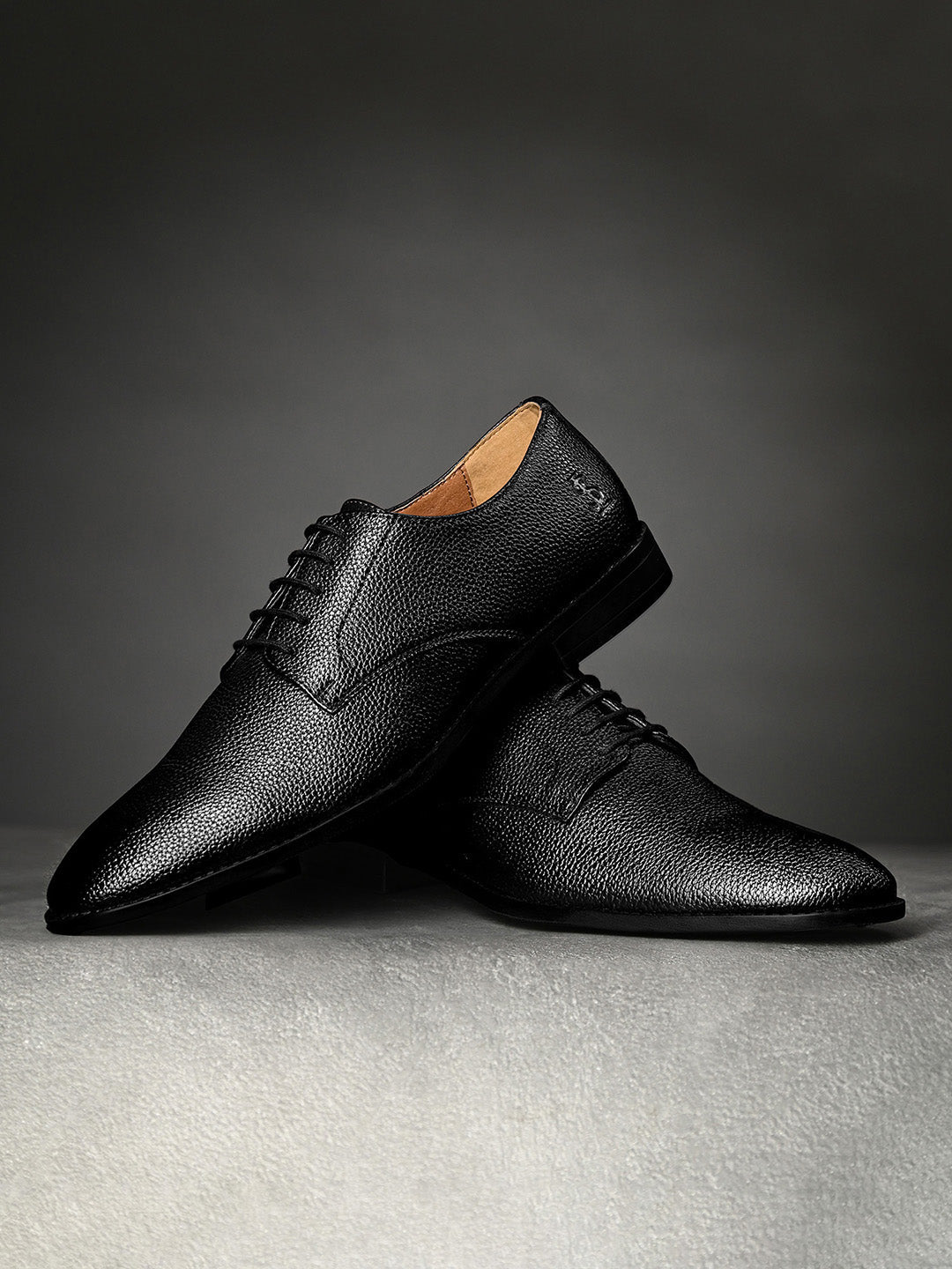 Jet Black Formal Lace-Up Derby Shoes