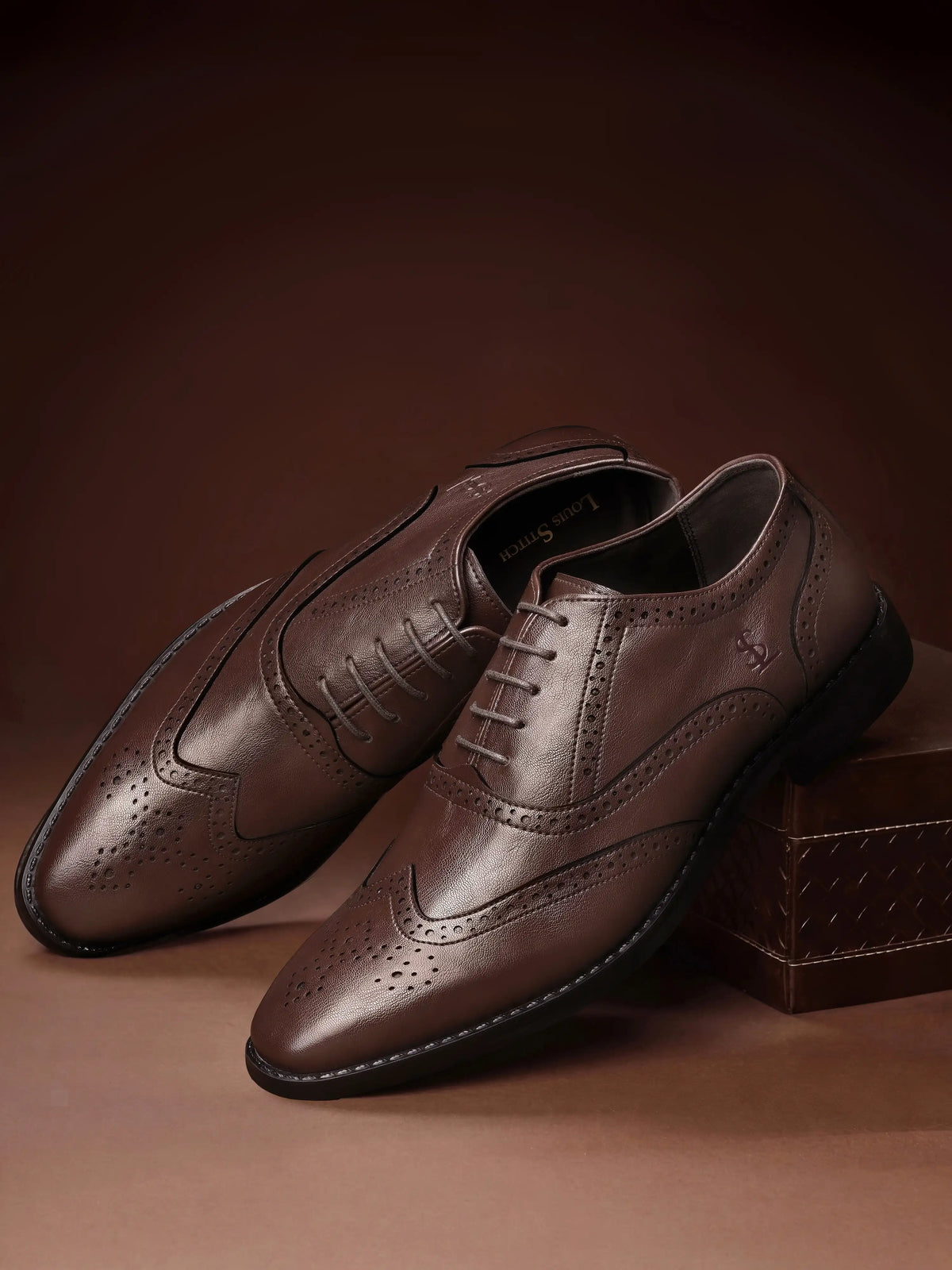 Brunette Brown Egyptian Crust Leather Brogue Shoes
