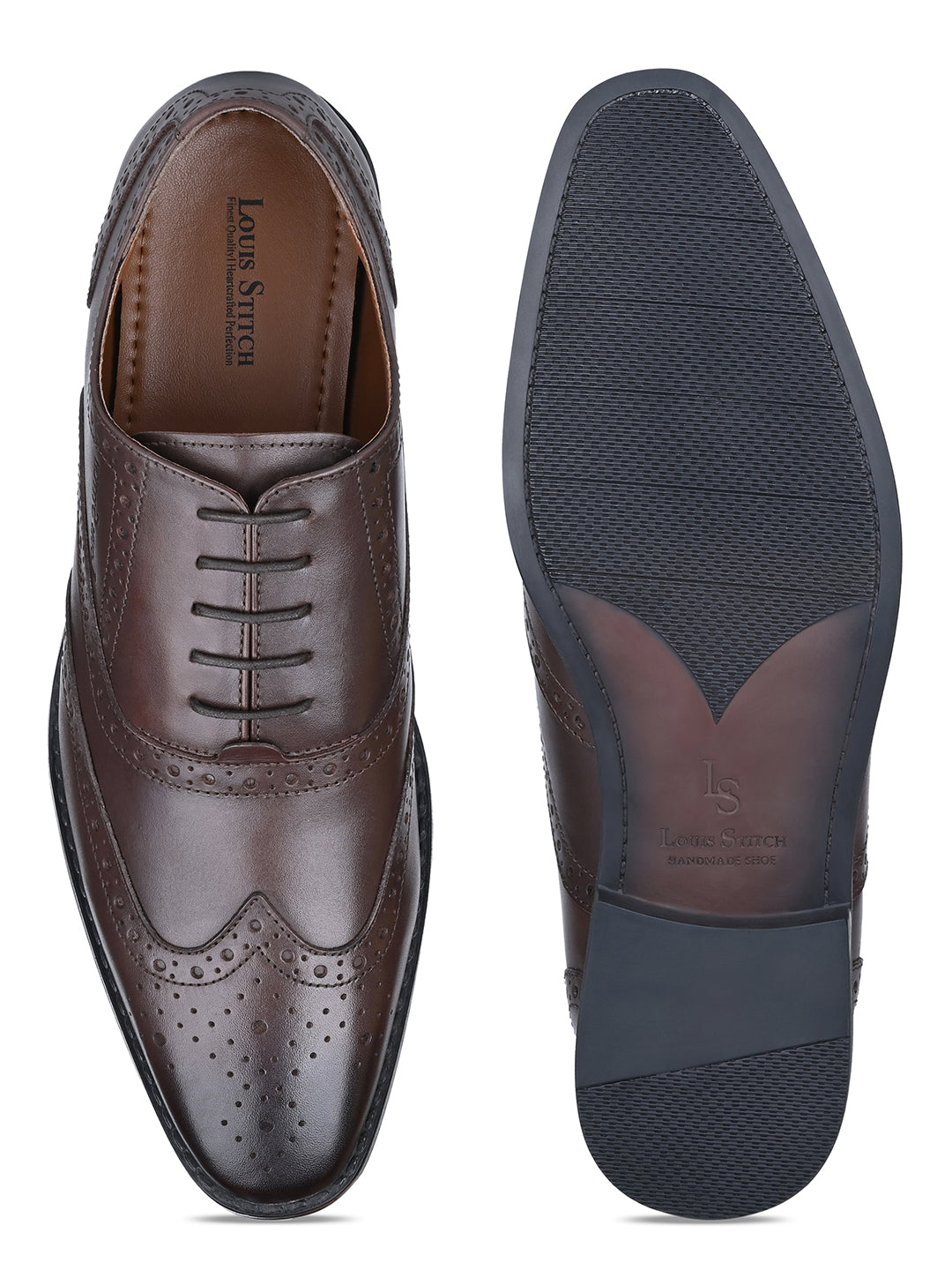 Brunette Brown Egyptian Crust Leather Brogue Shoes