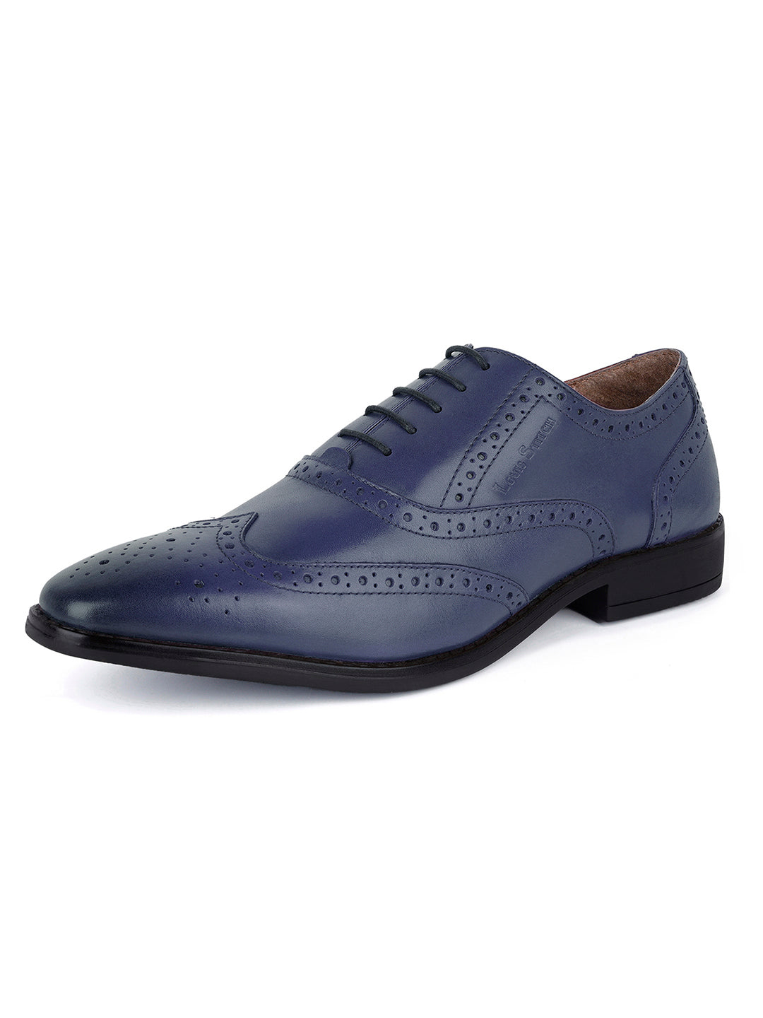 Federal Blue Egyptian Crust Leather Brogue Shoes
