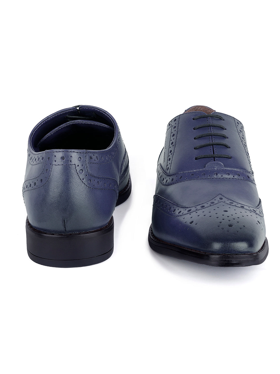 Federal Blue Egyptian Crust Leather Brogue Shoes