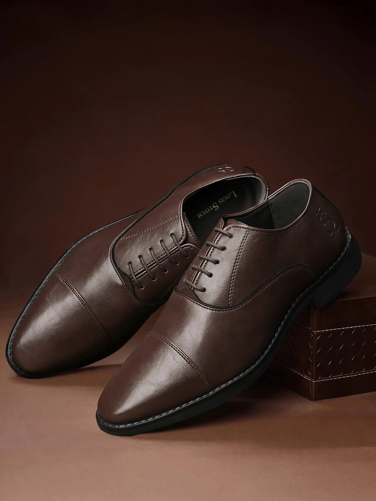 Brunette Brown Egyptian Crust Leather Derby Shoes
