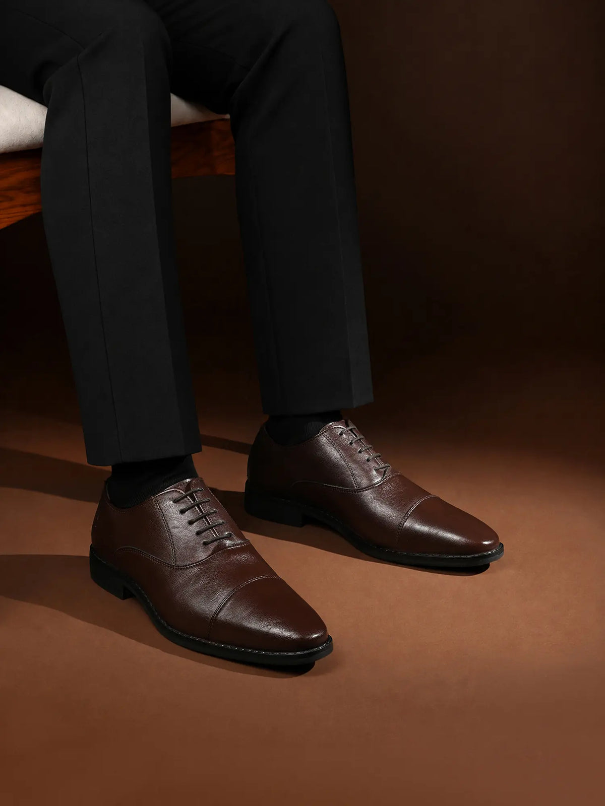 Brunette Brown Egyptian Crust Leather Derby Shoes