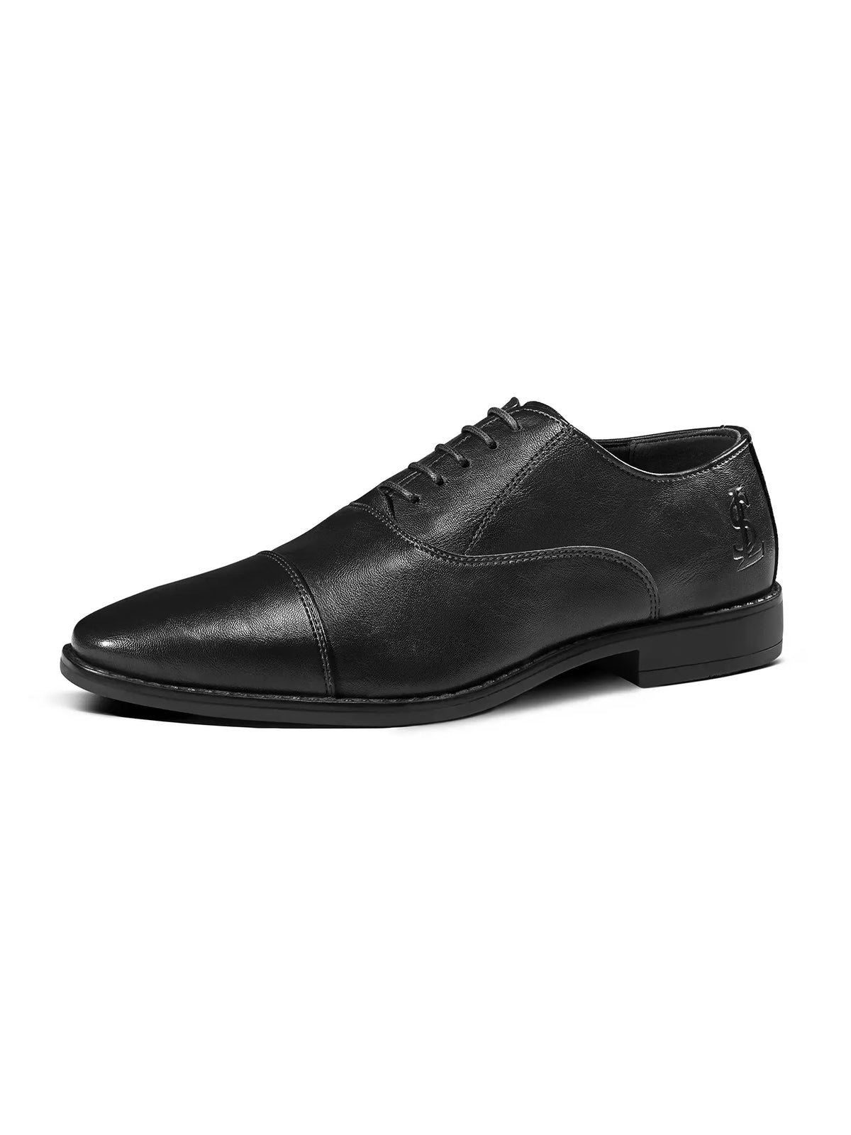 Jet Black Egyptian Crust Leather Derby Shoes
