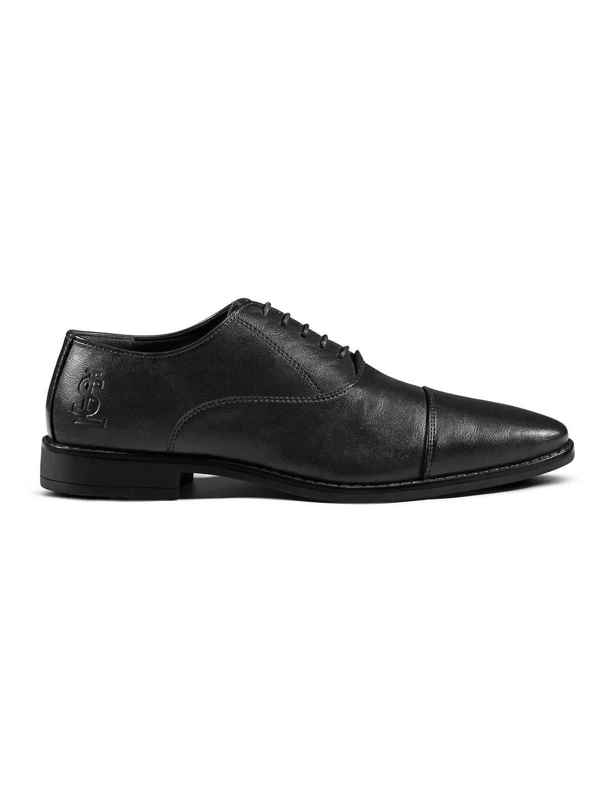 Jet Black Egyptian Crust Leather Derby Shoes