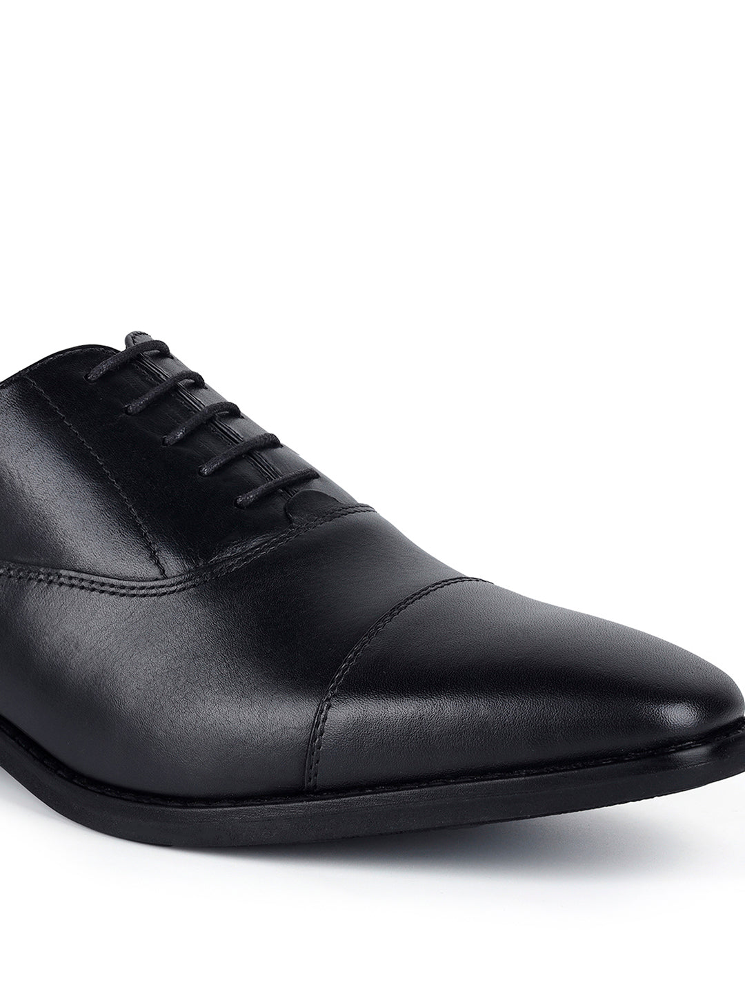 Jet Black Egyptian Crust Leather Derby Shoes