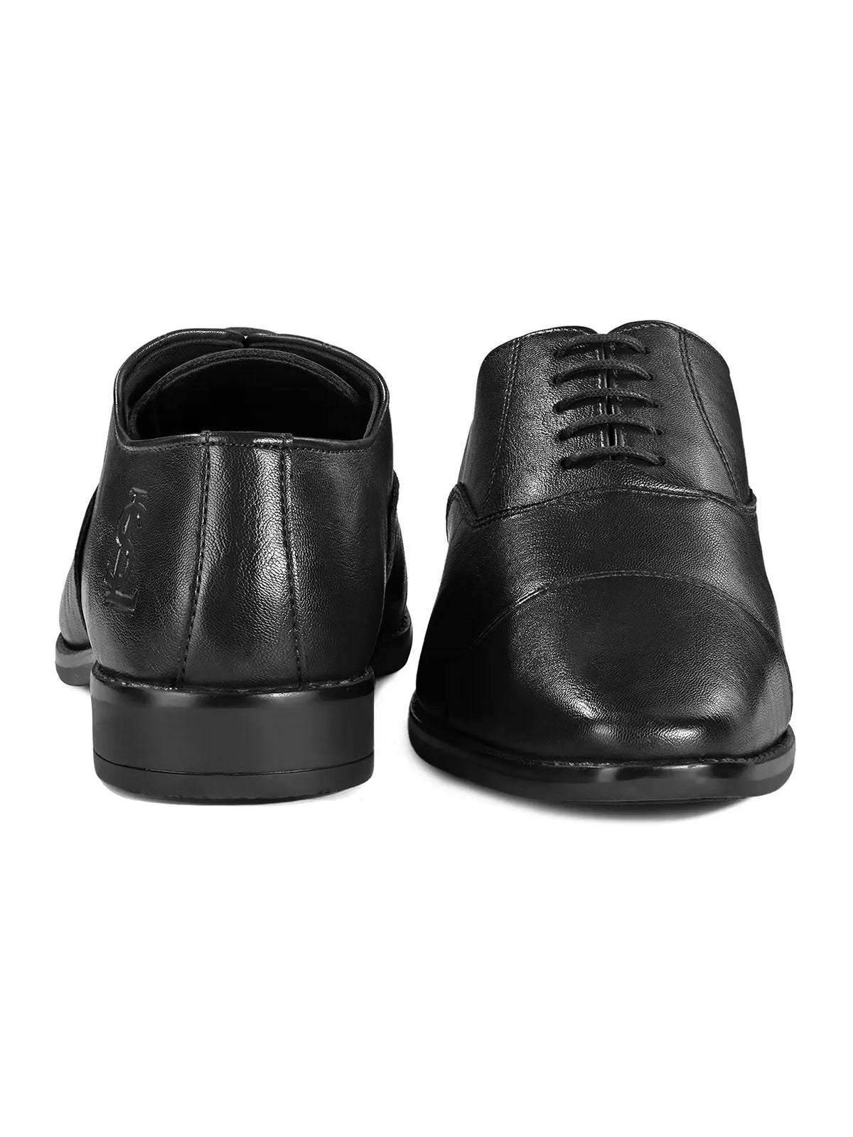 Jet Black Egyptian Crust Leather Derby Shoes